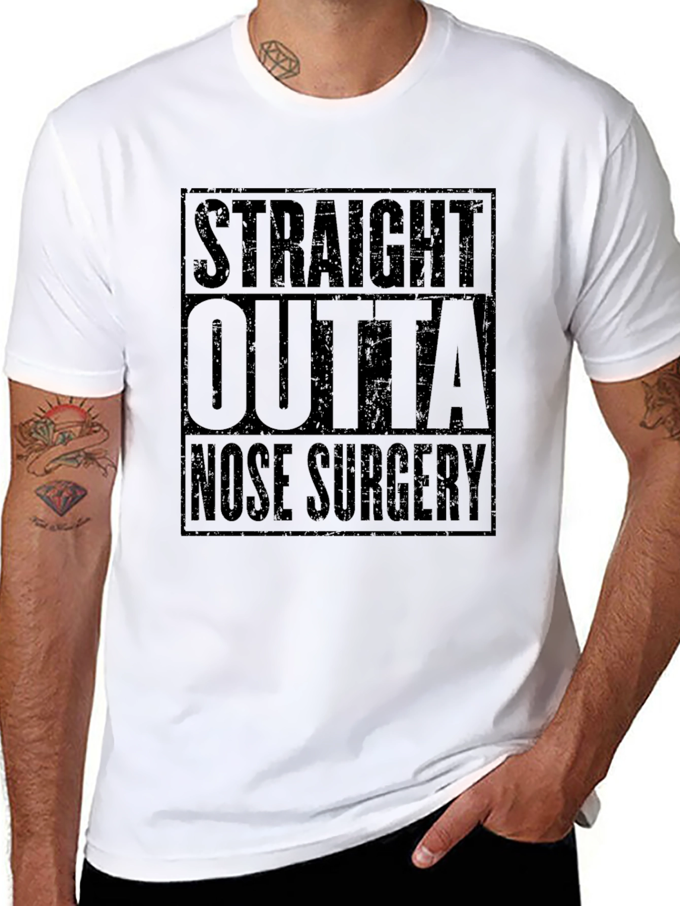 Straight Outta Nose Surgery Black T-Shirt