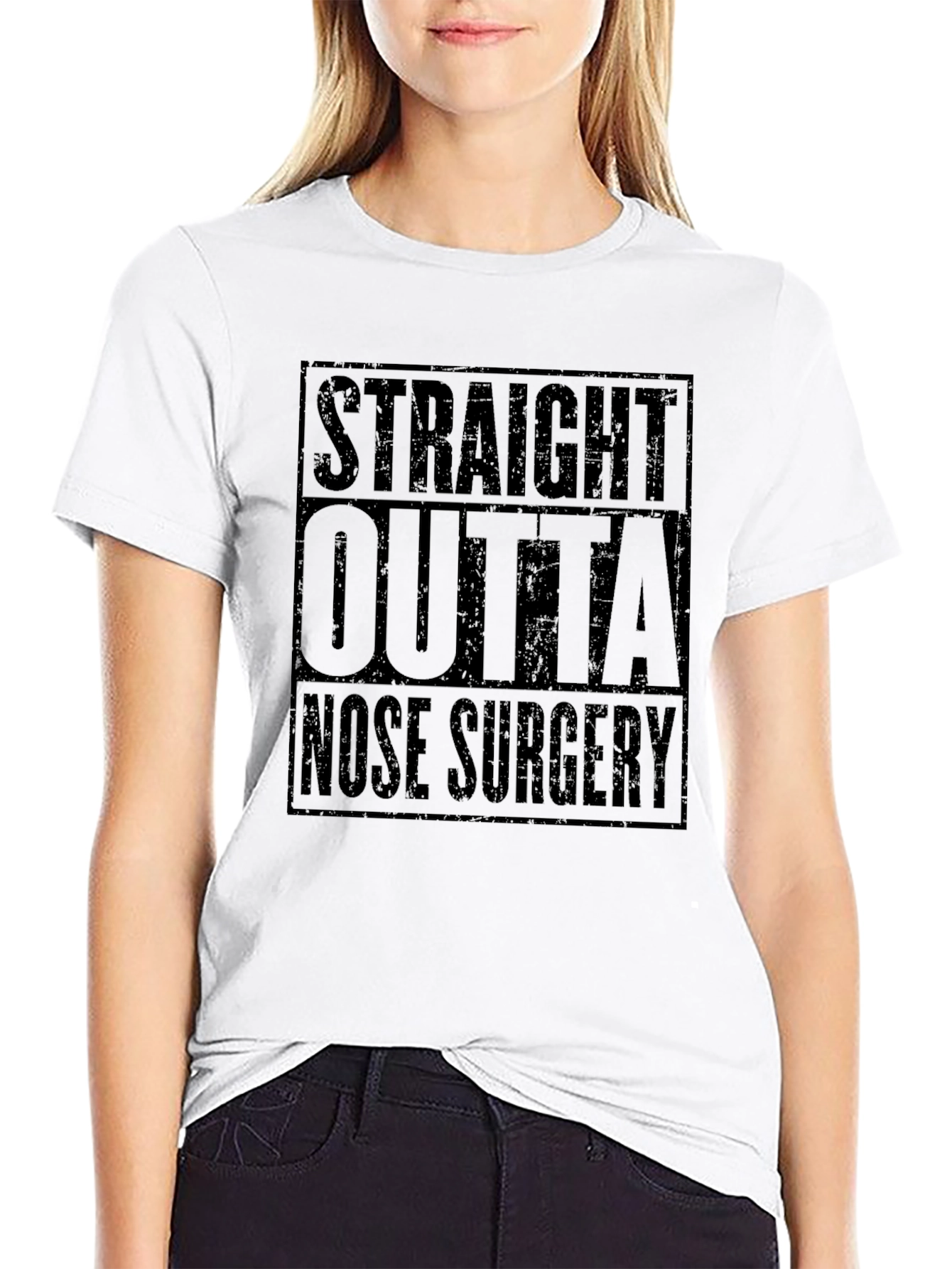 Straight Outta Nose Surgery Black T-Shirt