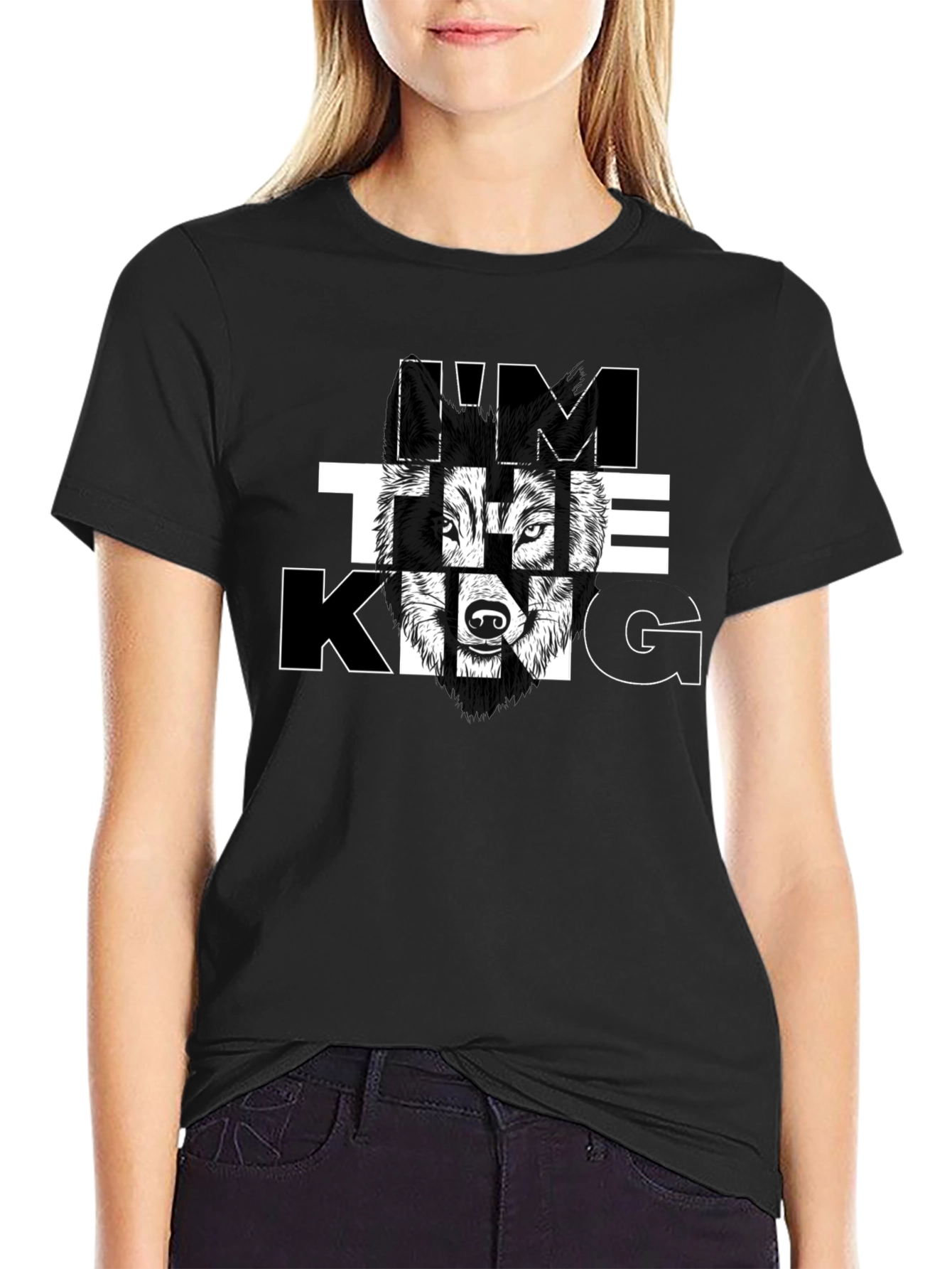 Im The King Wolf Graphic Tee - Black
