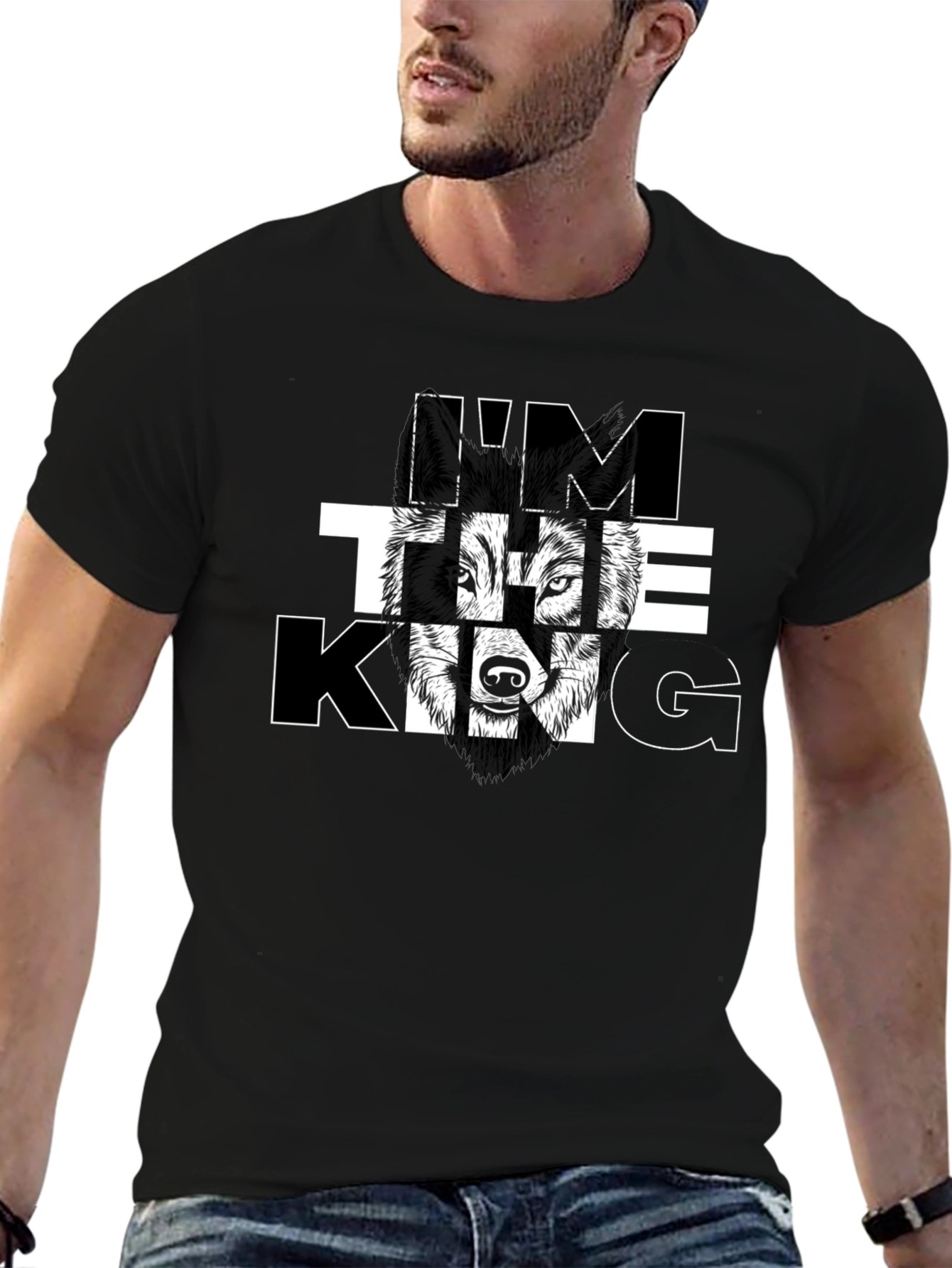 Im The King Wolf Graphic Tee - Black
