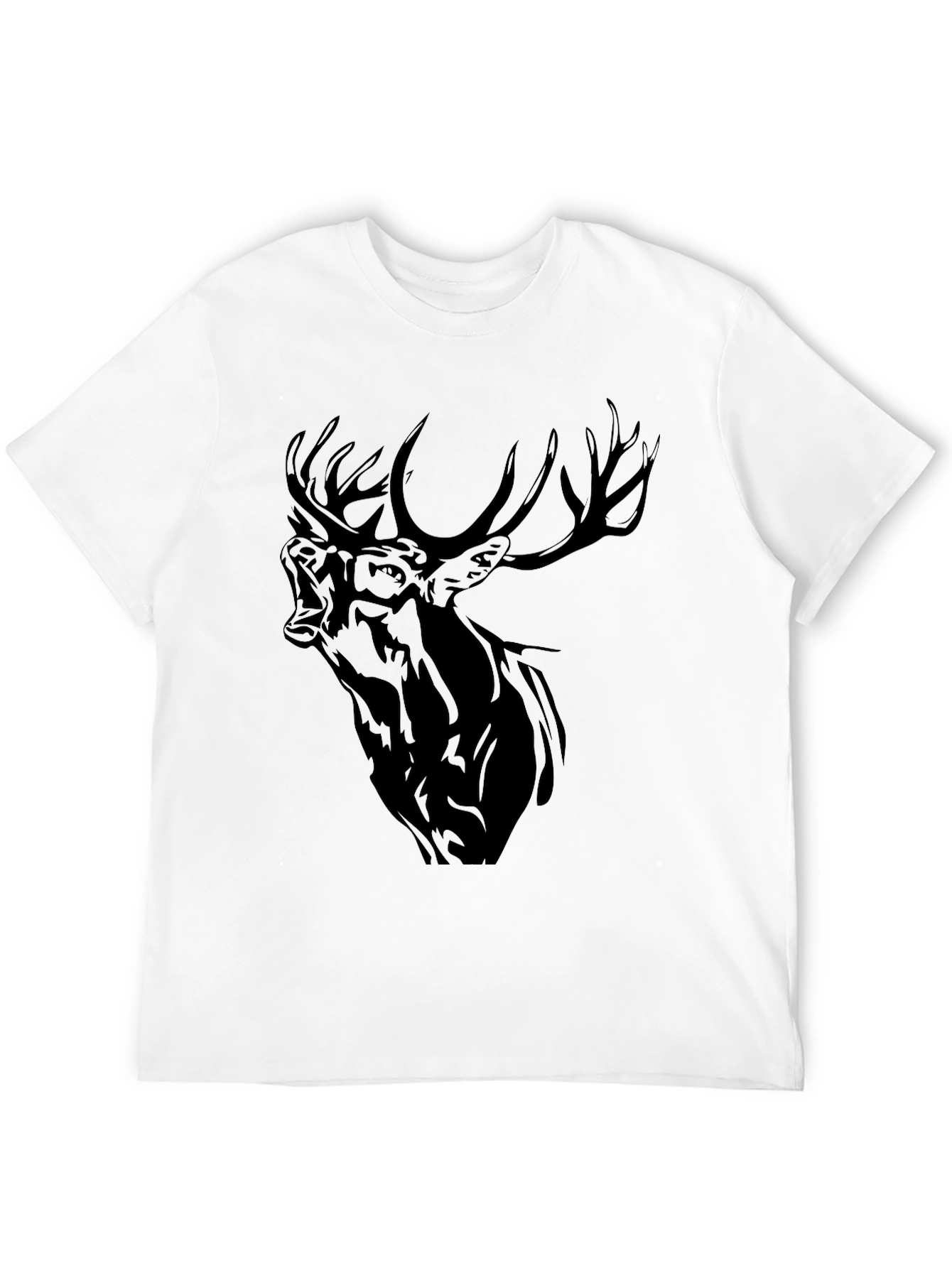 Black Deer Graphic Print Tee - Mens Casual Style