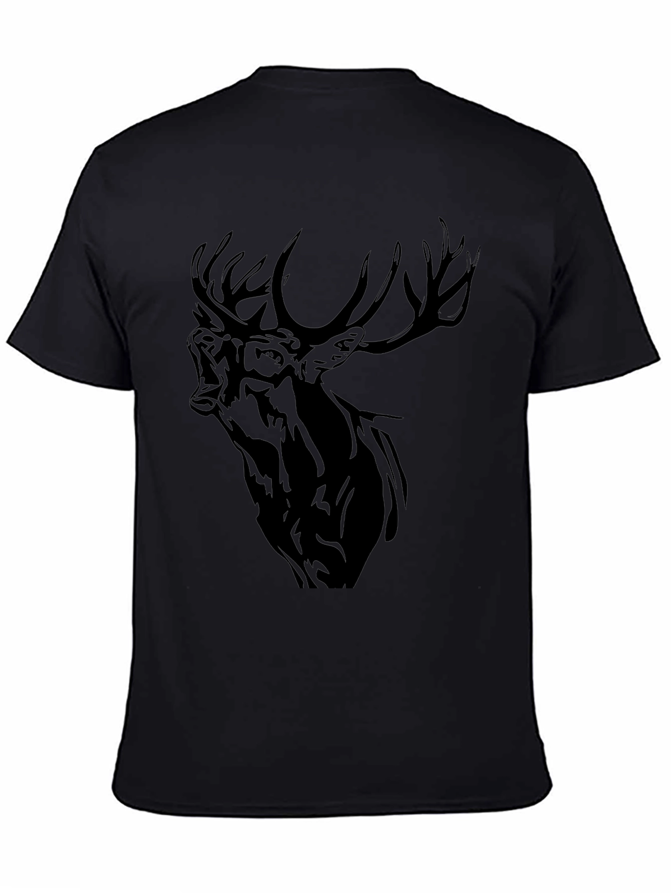 Black Deer Graphic Print Tee - Mens Casual Style