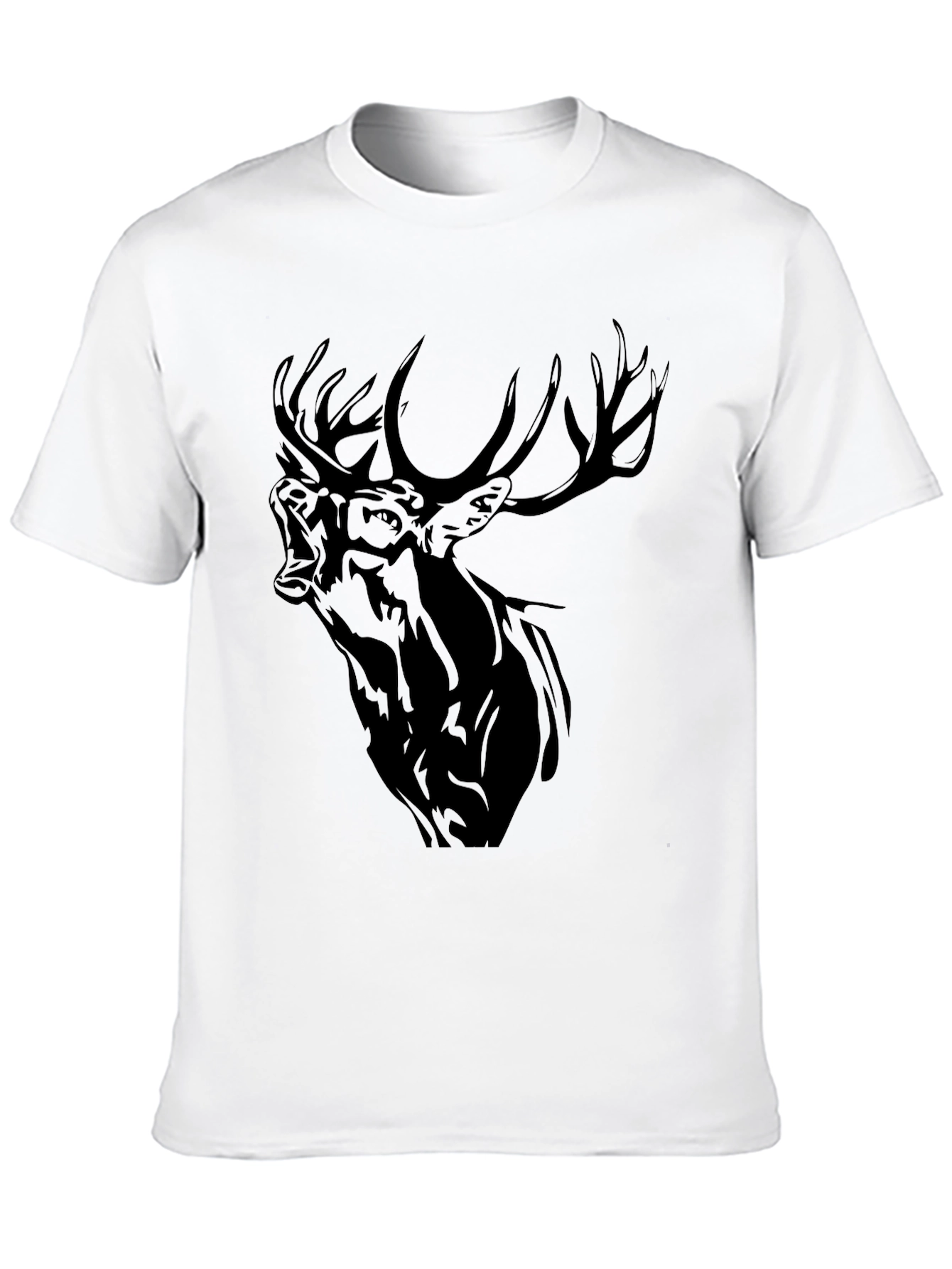 Black Deer Graphic Print Tee - Mens Casual Style