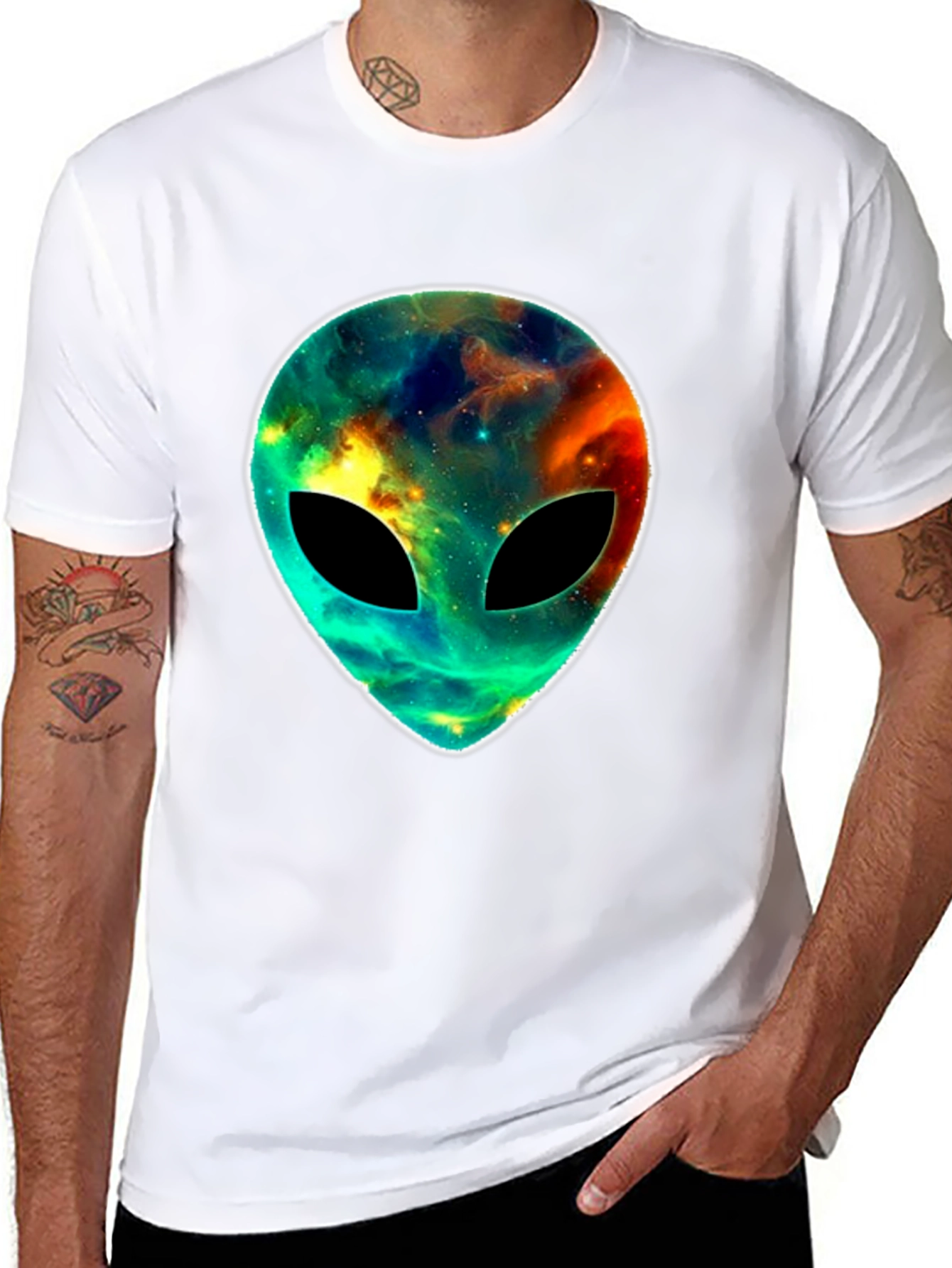 Cosmic Alien Head T-Shirt - Black Graphic Tee