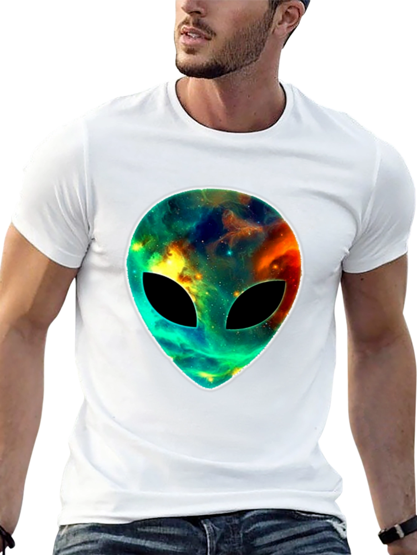 Cosmic Alien Head T-Shirt - Black Graphic Tee