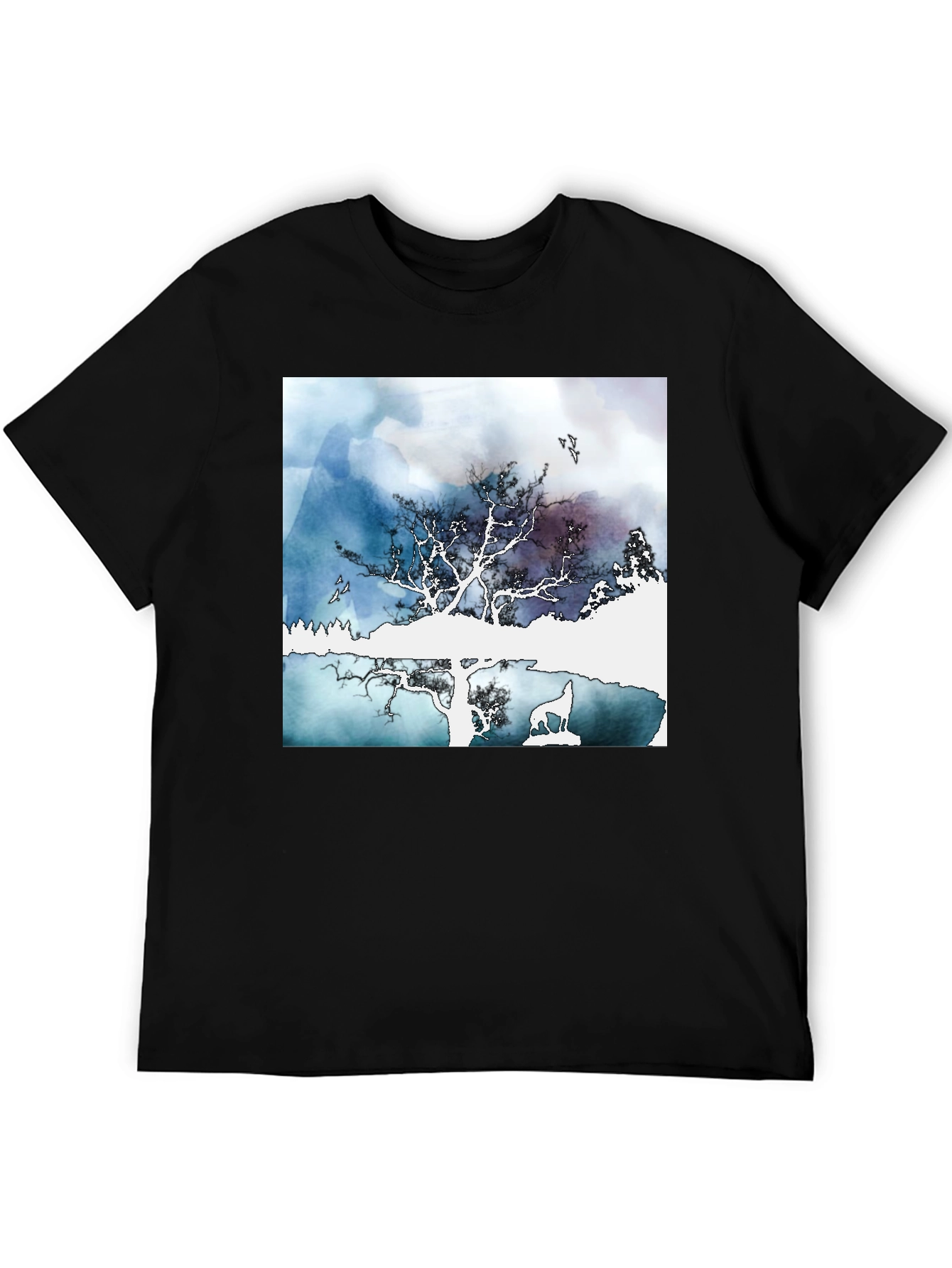 Nature Scene Graphic Tee - Stylish Black T-Shirt