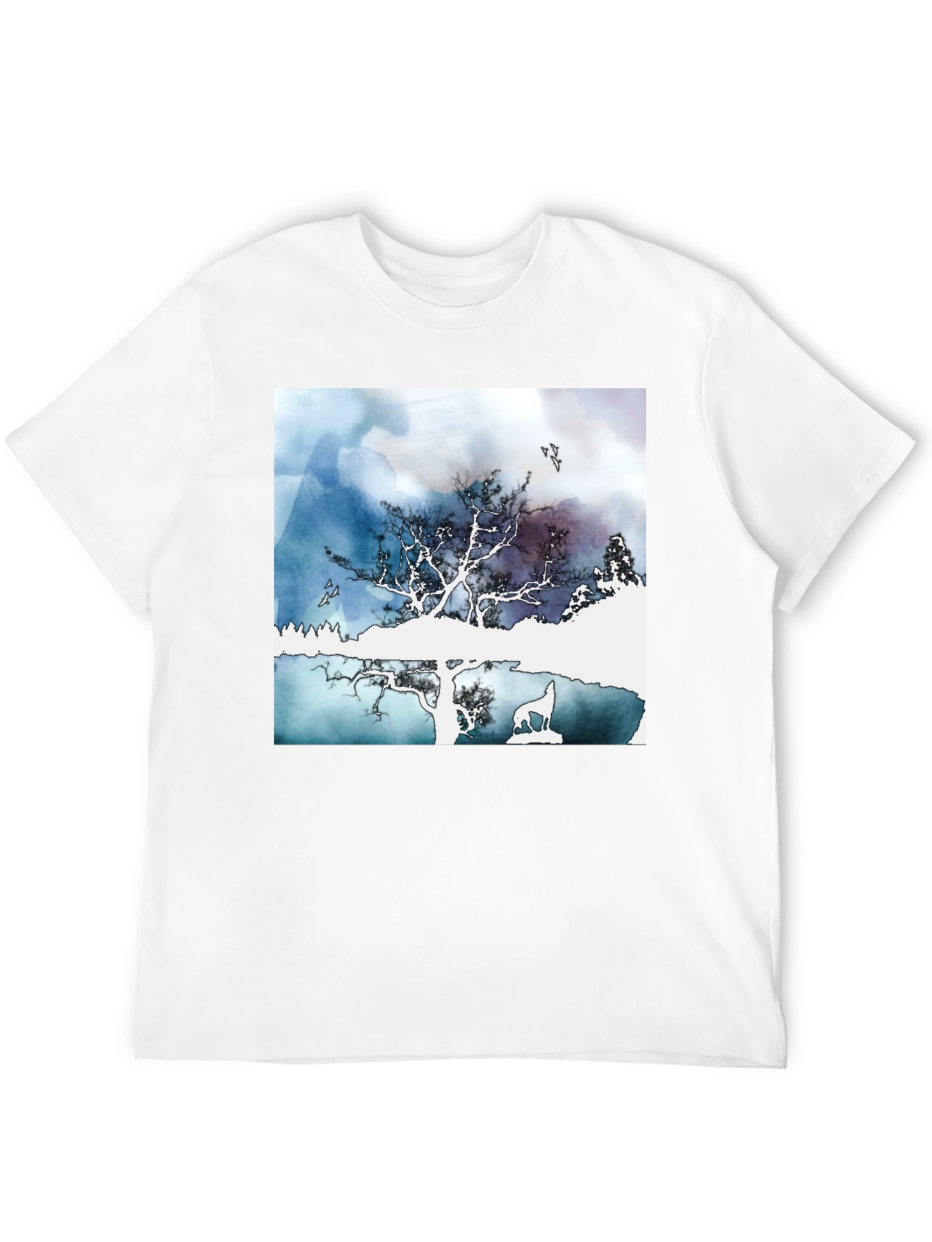 Nature Scene Graphic Tee - Stylish Black T-Shirt