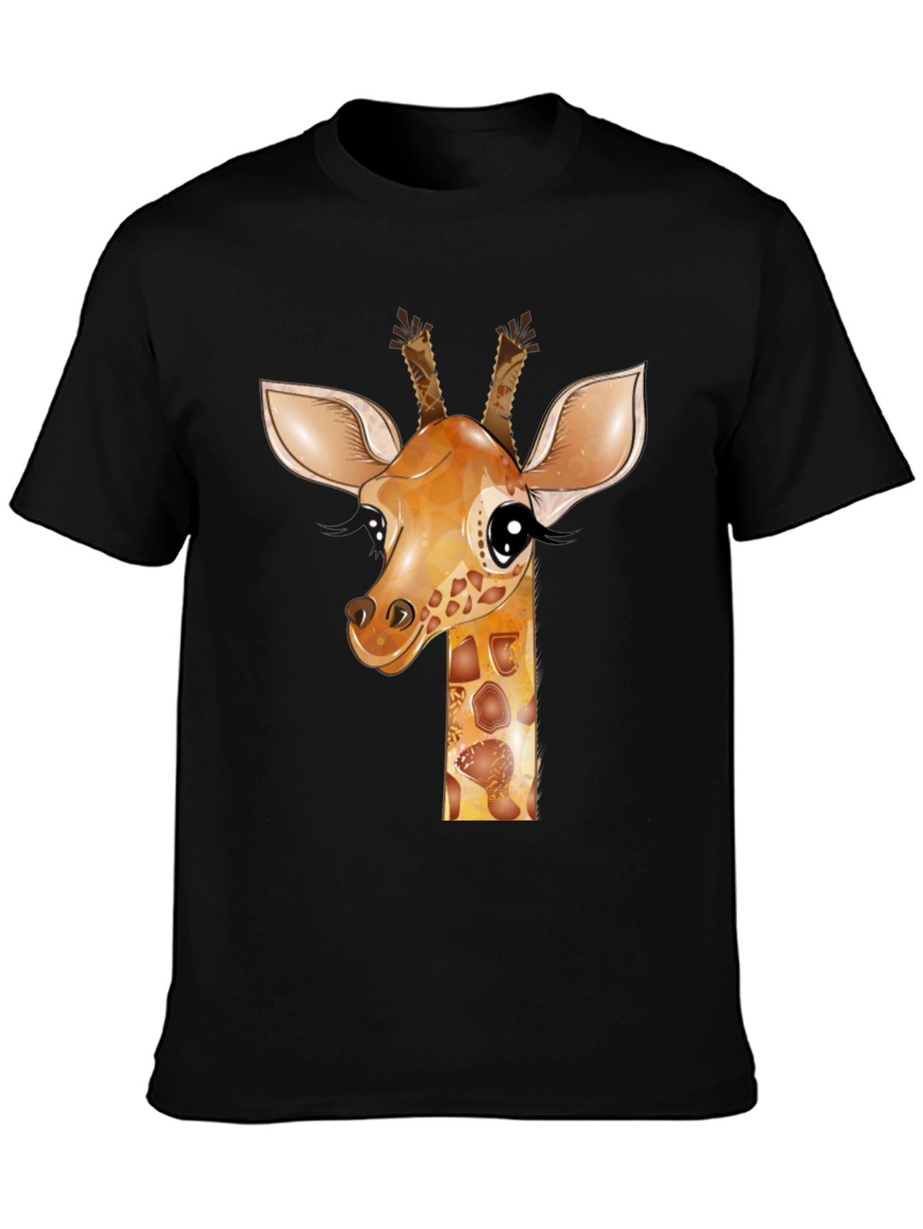 Giraffe Graphic Tee - Black Cotton T-Shirt