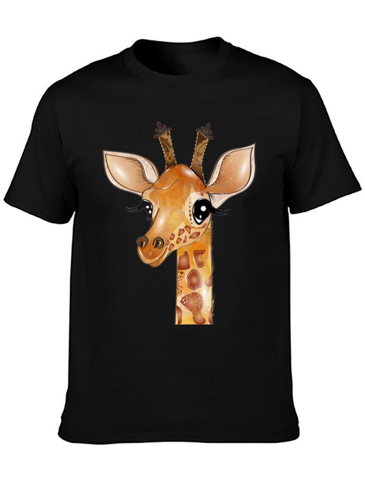 Giraffe Graphic Tee - Black Cotton T-Shirt