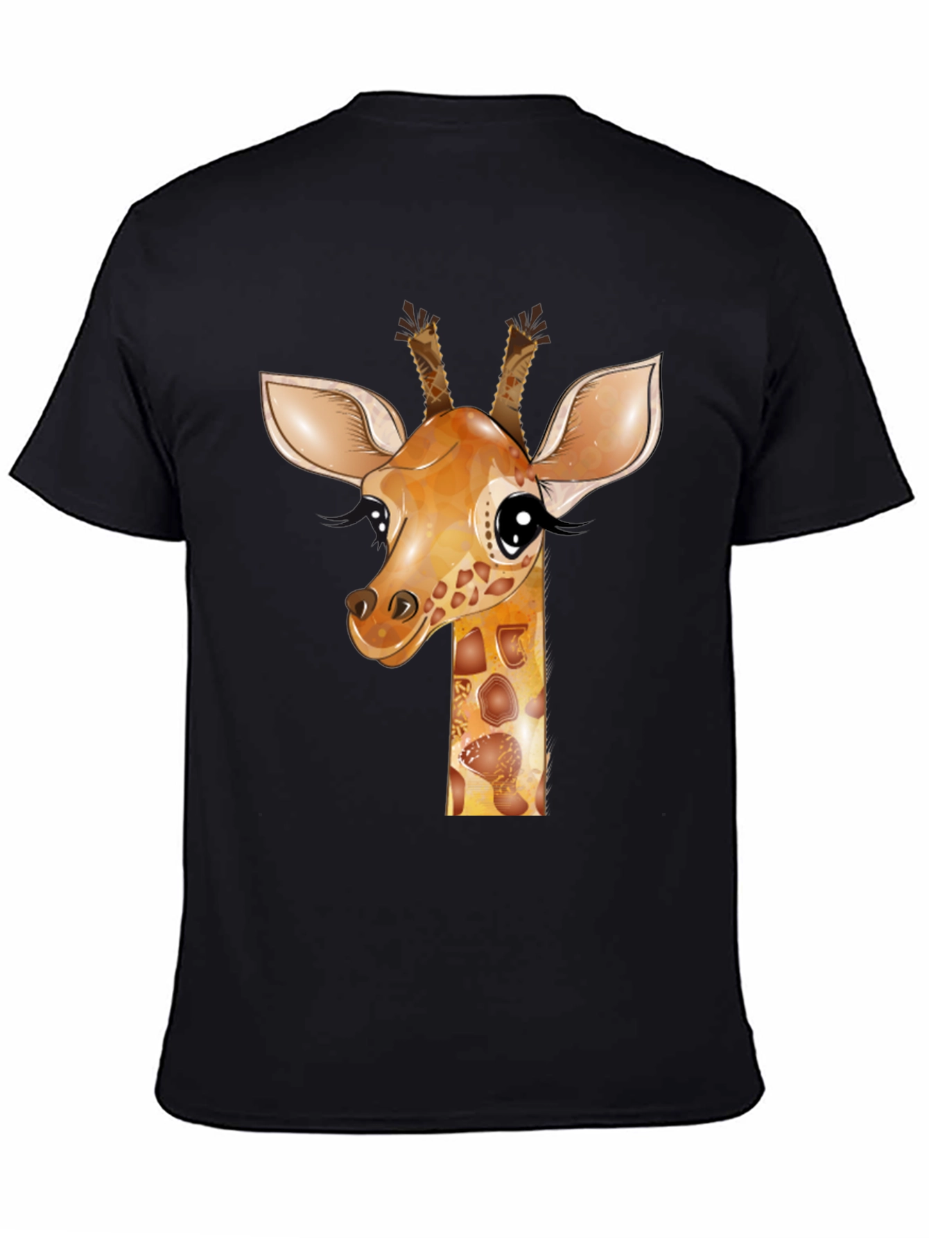 Giraffe Graphic Tee - Black Cotton T-Shirt