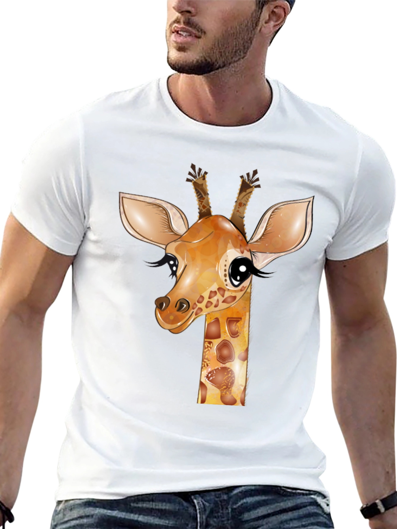 Giraffe Graphic Tee - Black Cotton T-Shirt