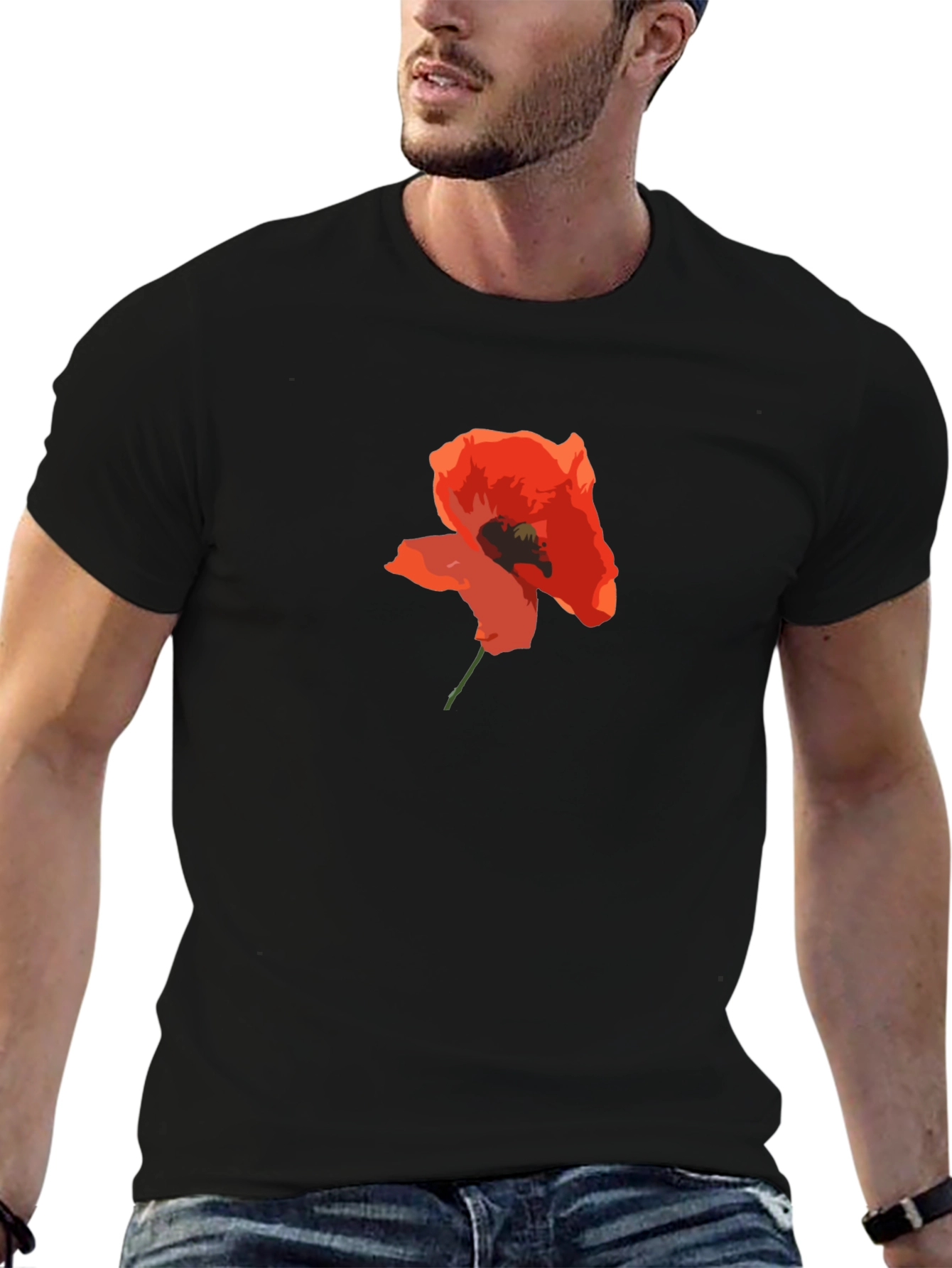 Poppy Graphic Black T-Shirt