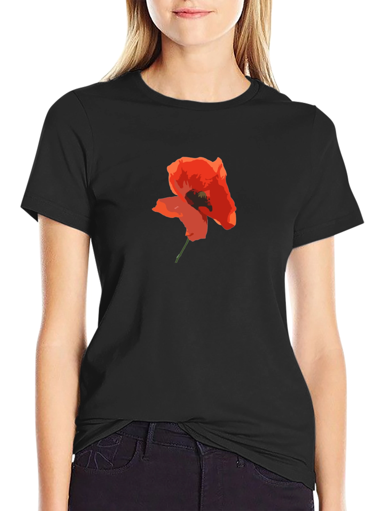 Poppy Graphic Black T-Shirt