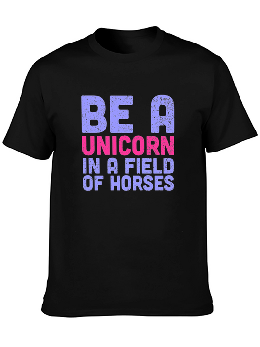 Be A Unicorn T-Shirt Graphic Tee Mens Black