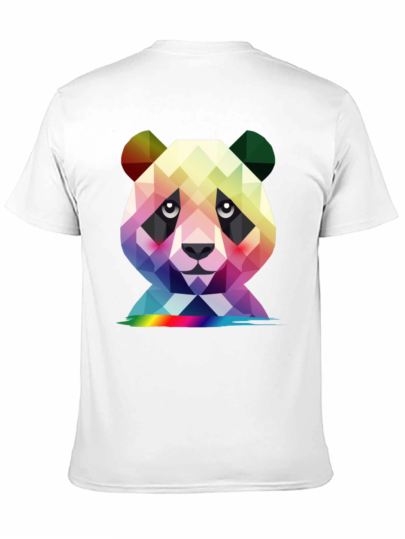 Geometric Panda Graphic Tee - Black Crew Neck T-Shirt