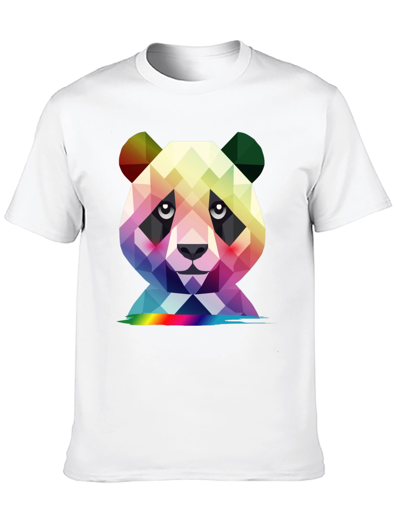 Geometric Panda Graphic Tee - Black Crew Neck T-Shirt