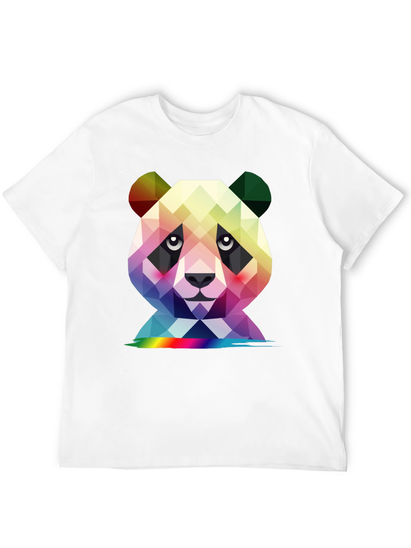 Geometric Panda Graphic Tee - Black Crew Neck T-Shirt