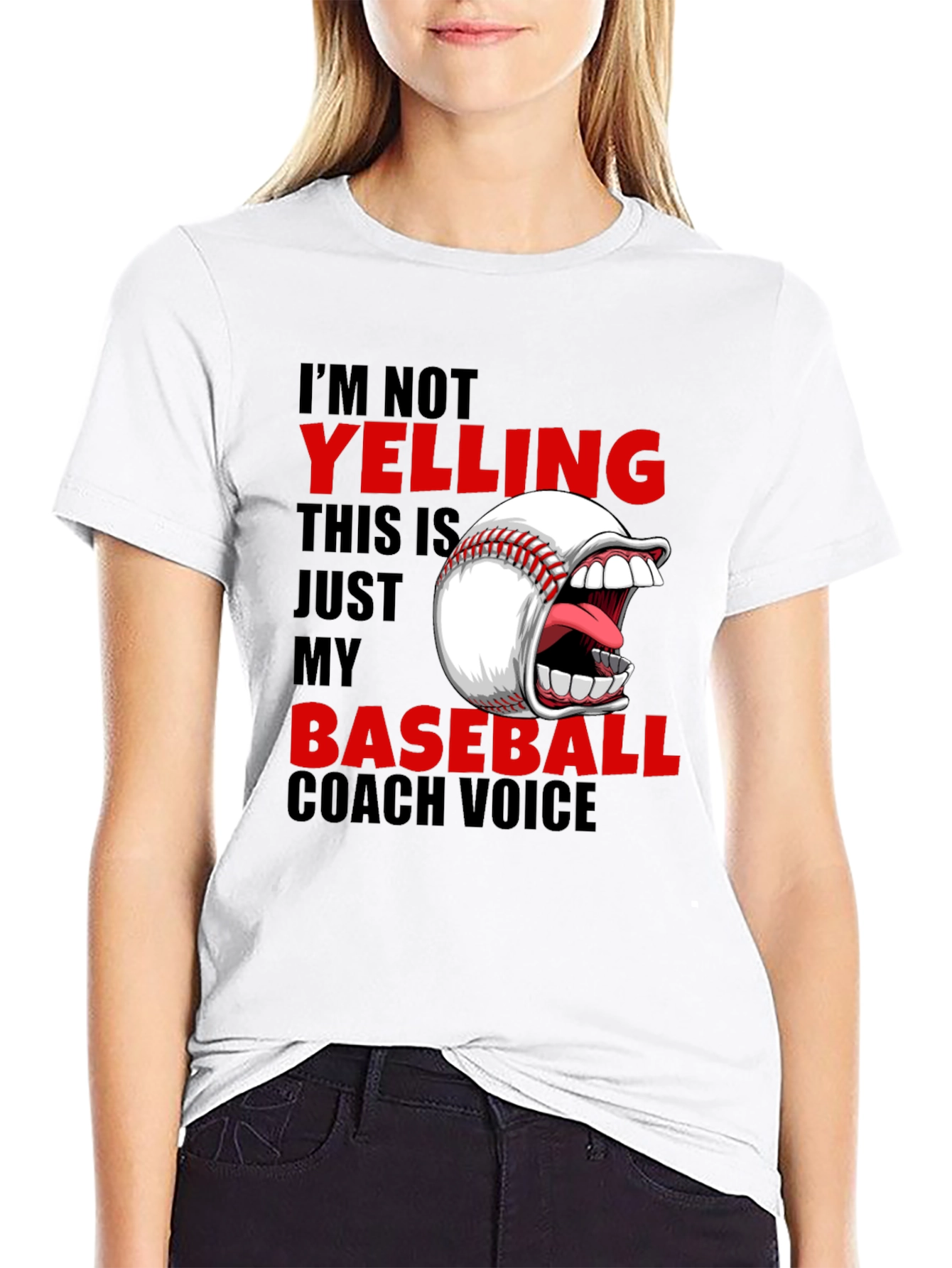 Baseball Coach T-Shirt - Im Not Yelling