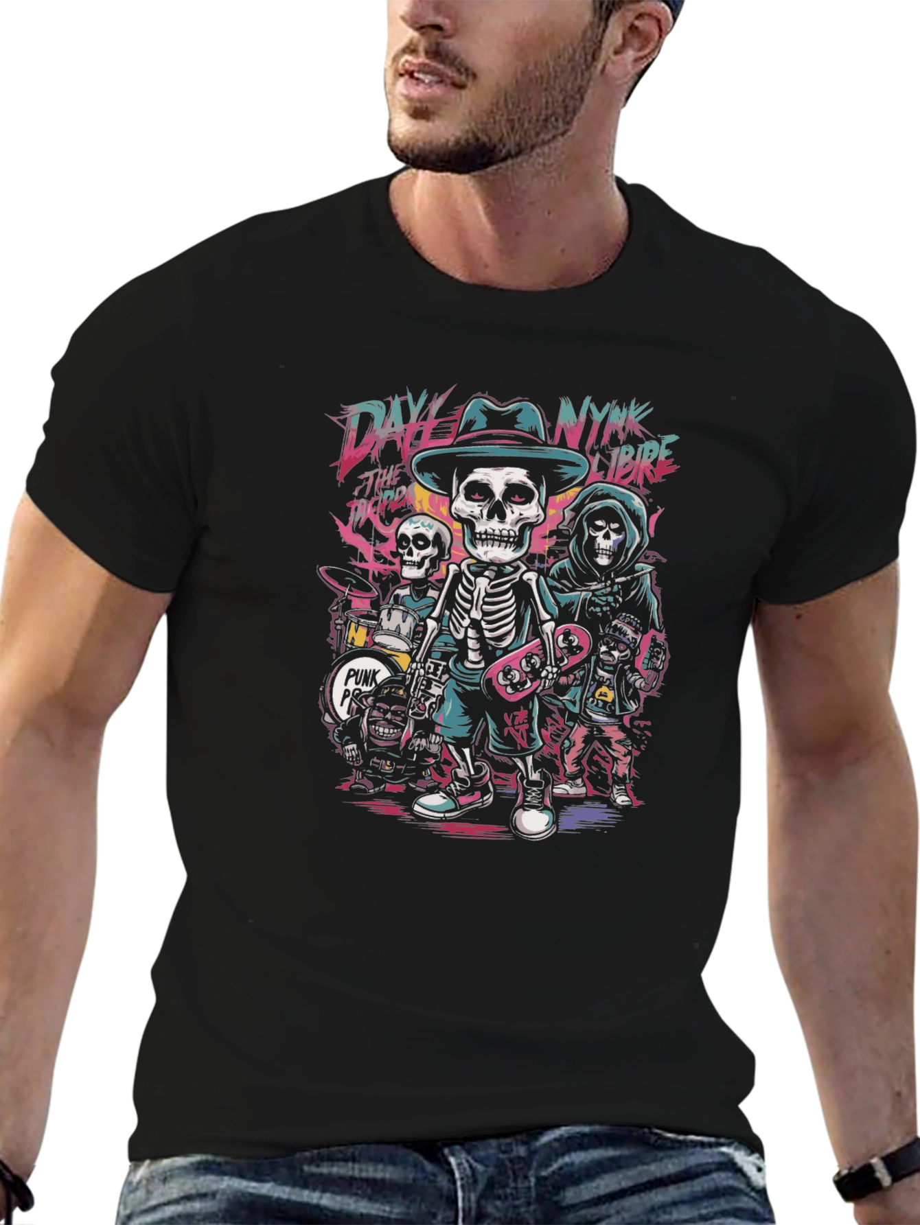 Skeleton Band T-Shirt - Punk Rock Vibe