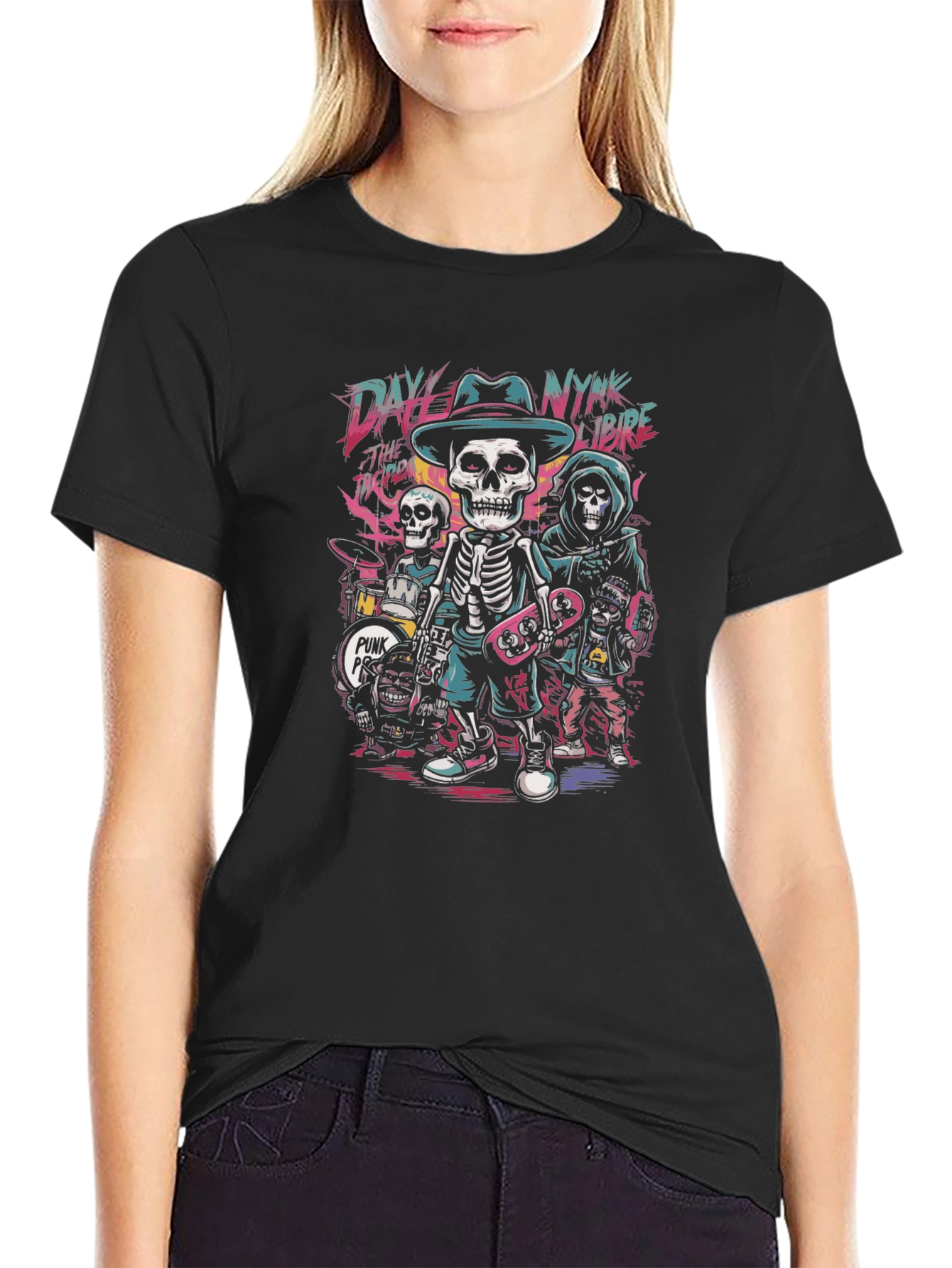 Skeleton Band T-Shirt - Punk Rock Vibe