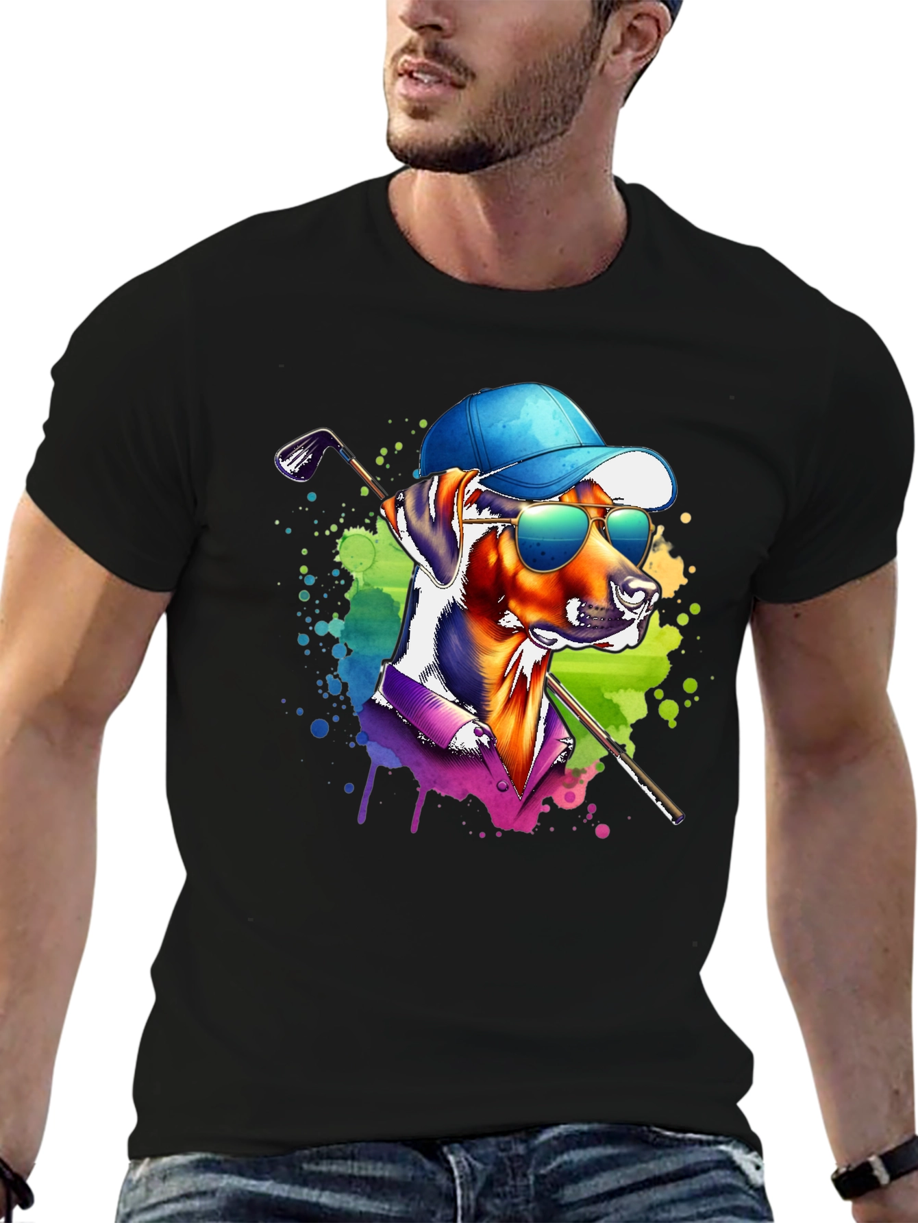 Dog Golfer Graphic T-Shirt