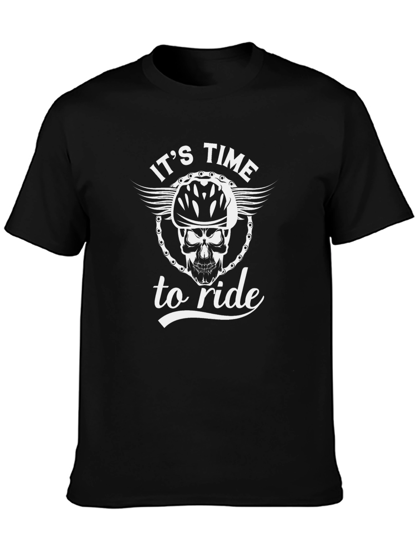 Its Time to Ride Biker Skull Graphic T-Shirt
