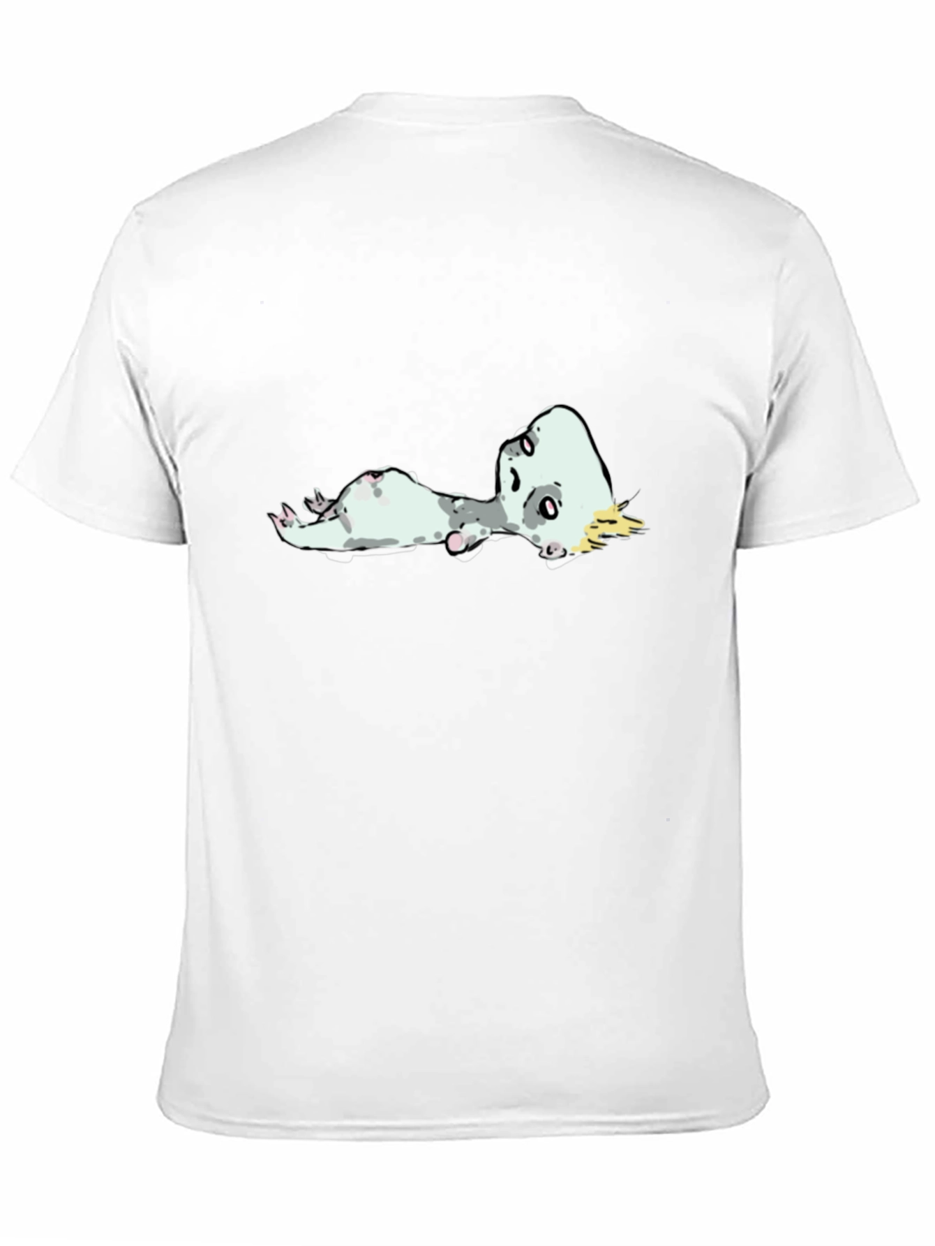 Funny Cartoon Cat on Black T-Shirt
