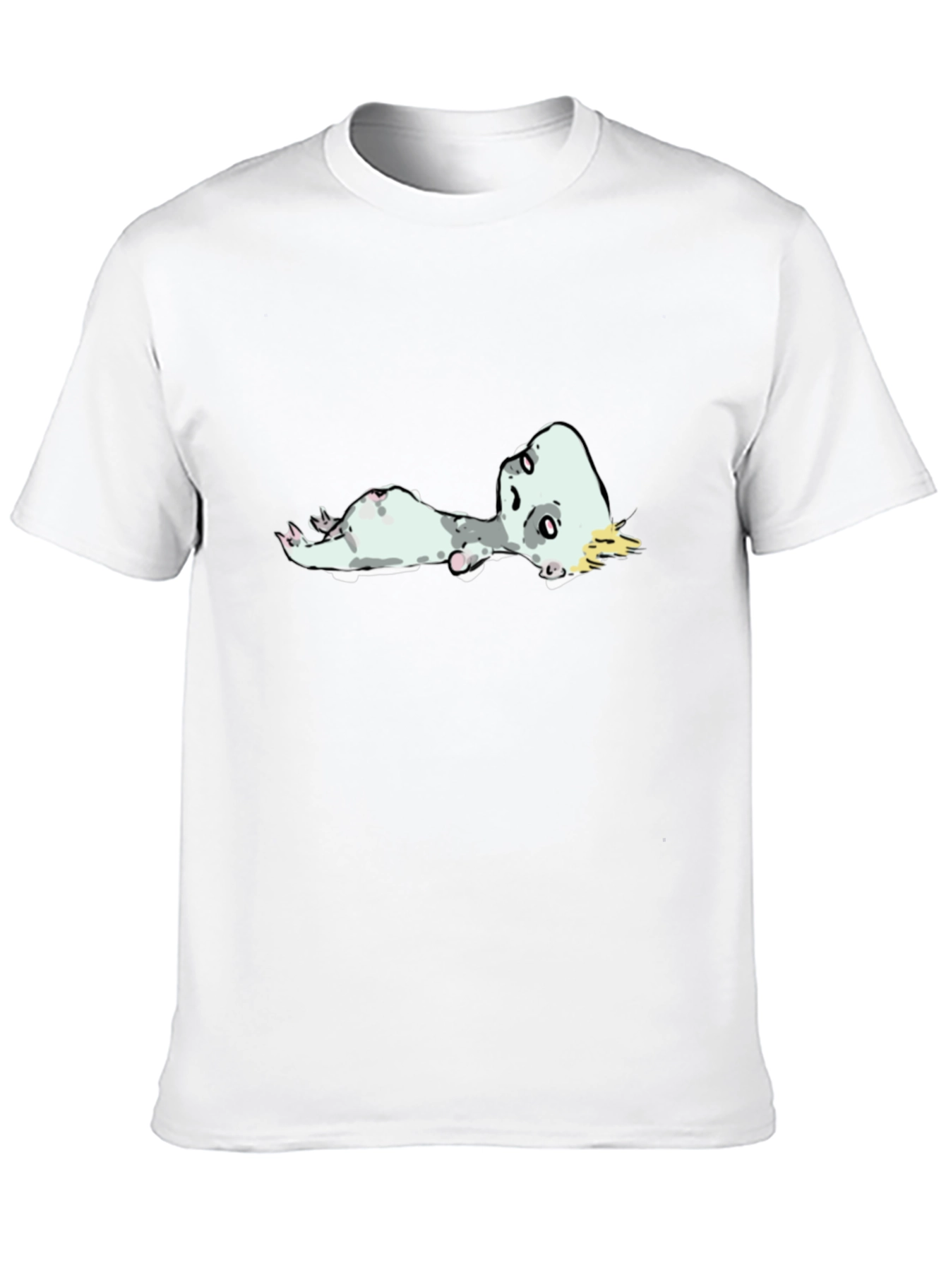 Funny Cartoon Cat on Black T-Shirt