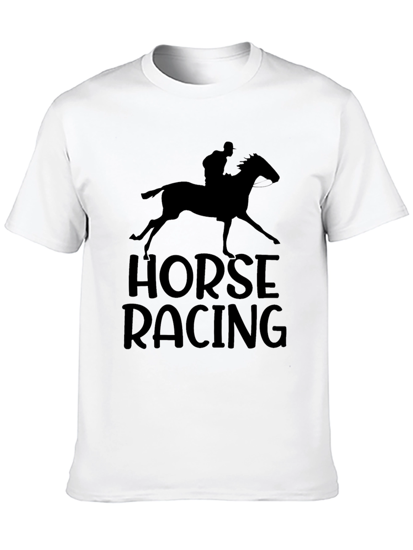 Horse Racing Black Graphic Tee Shirt