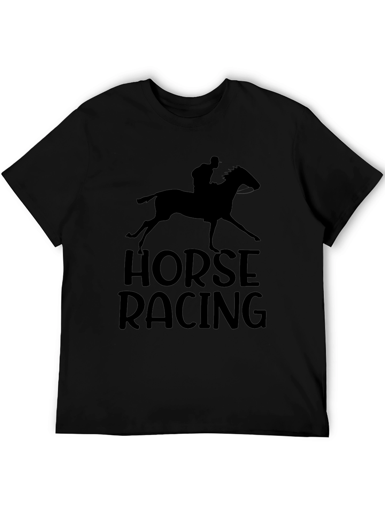 Horse Racing Black Graphic Tee Shirt