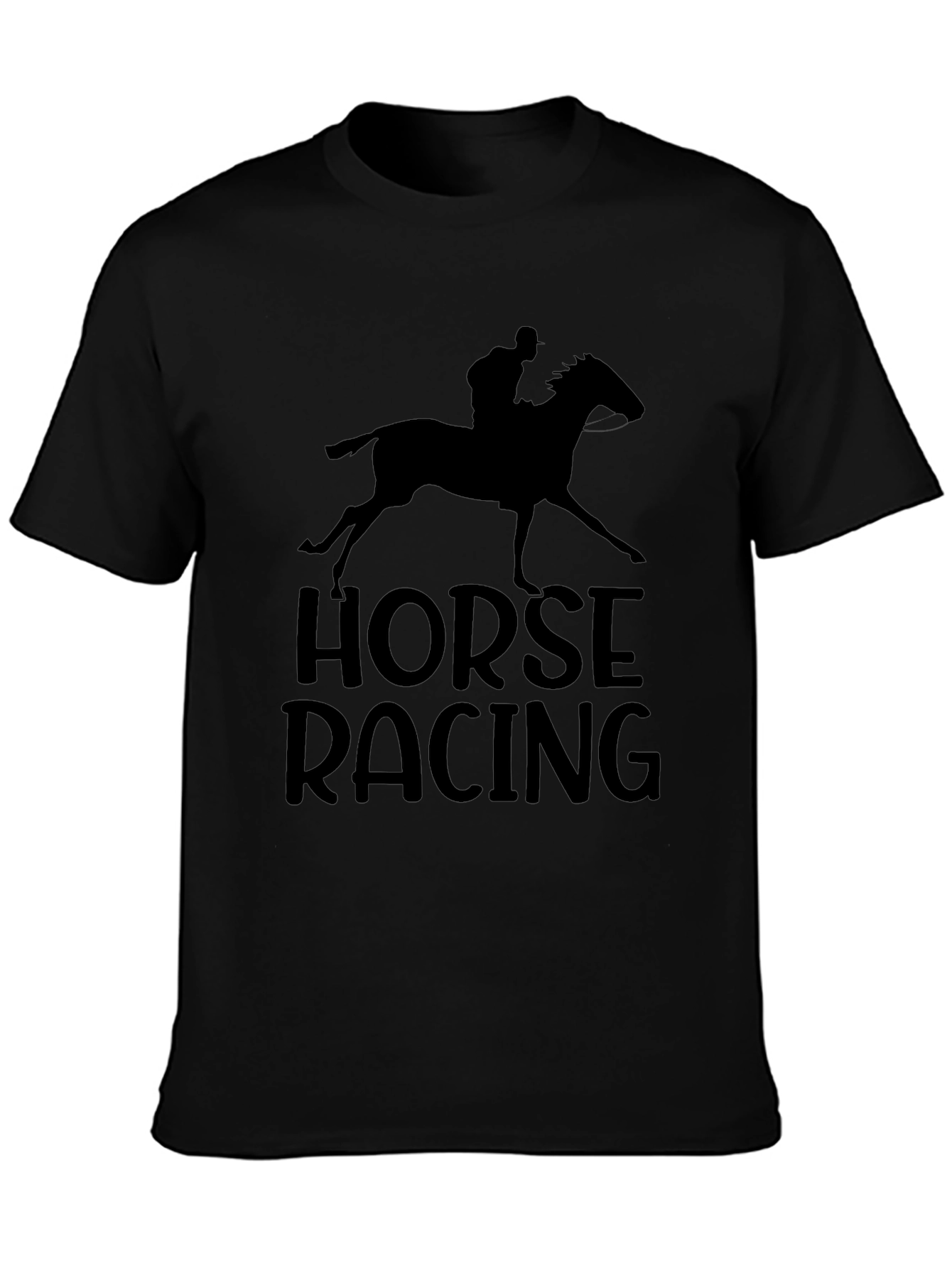 Horse Racing Black Graphic Tee Shirt