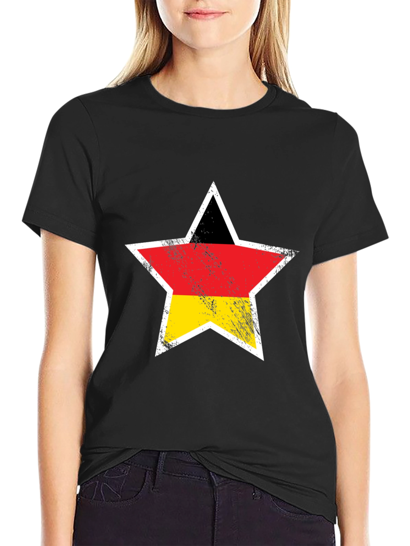 German Flag Star Graphic Black T-Shirt