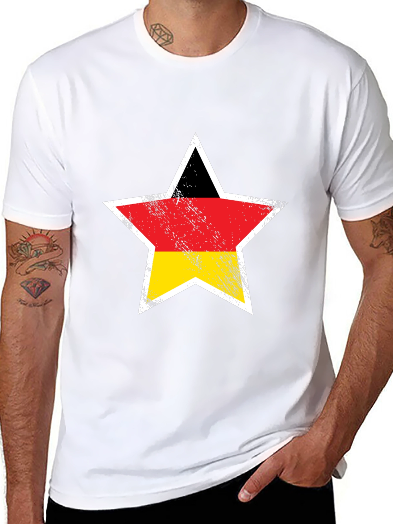 German Flag Star Graphic Black T-Shirt