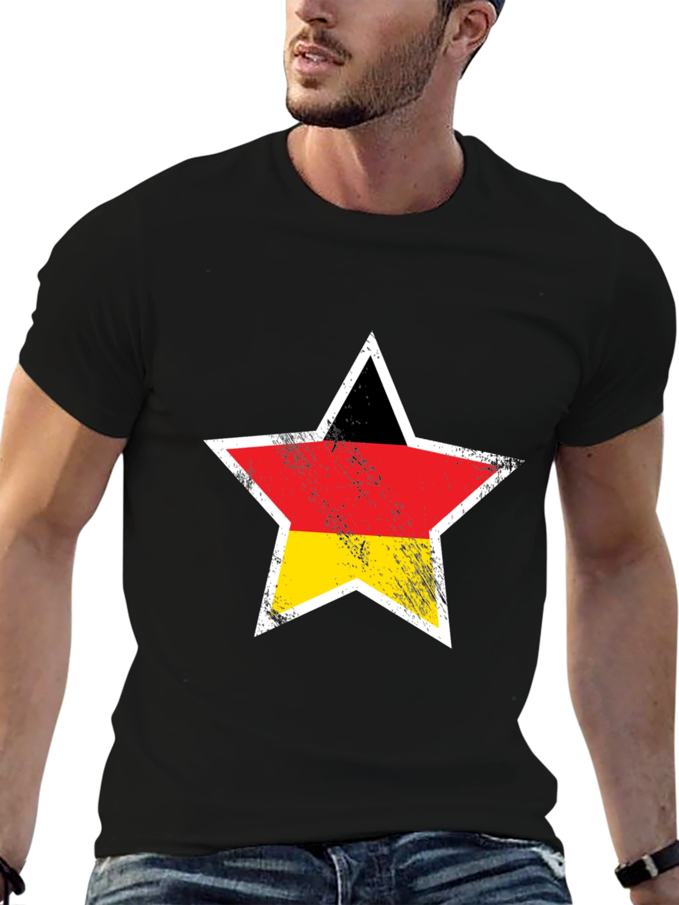 German Flag Star Graphic Black T-Shirt