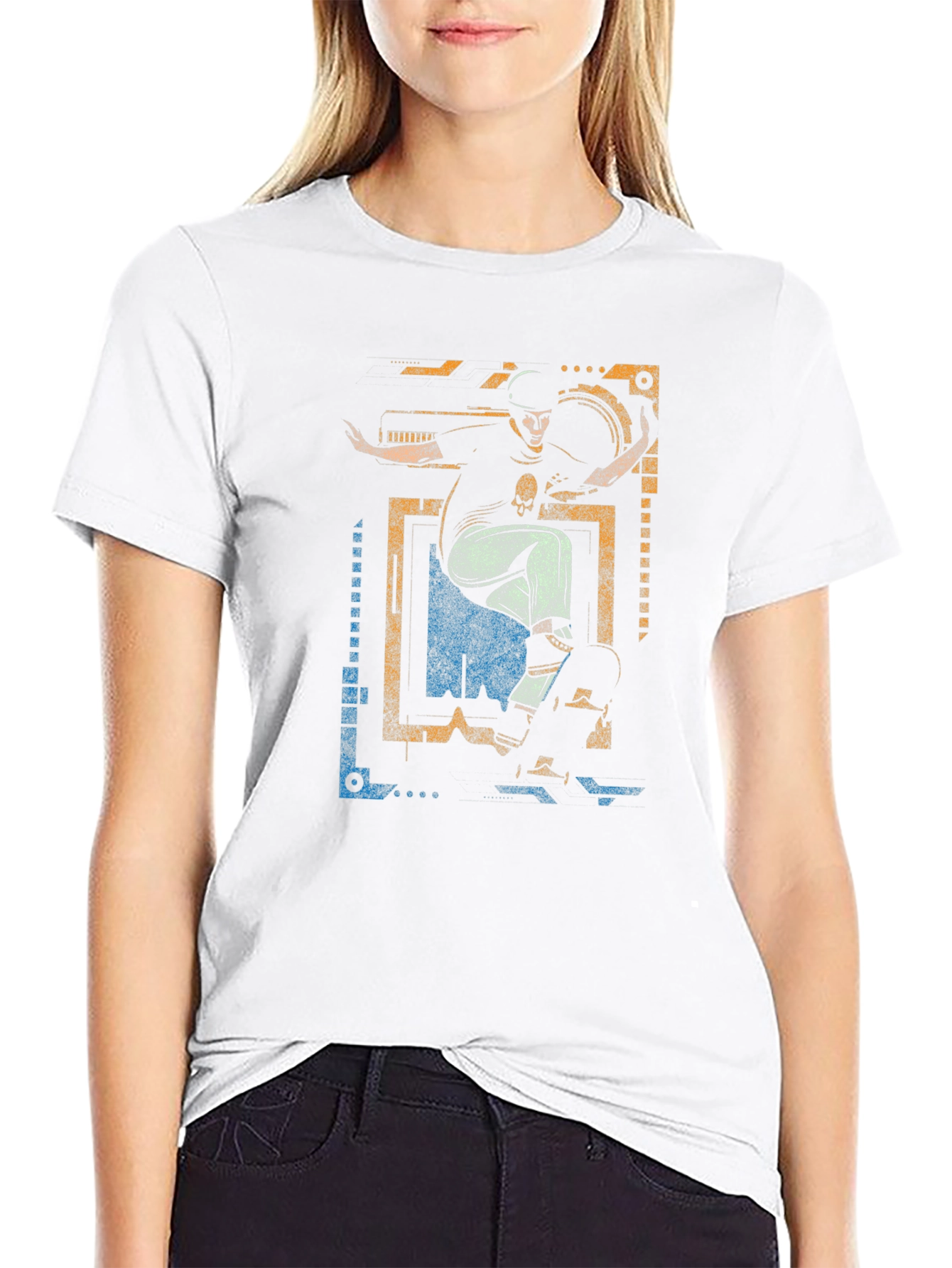 Skateboarding Graphic Tee - Black Cotton T-Shirt