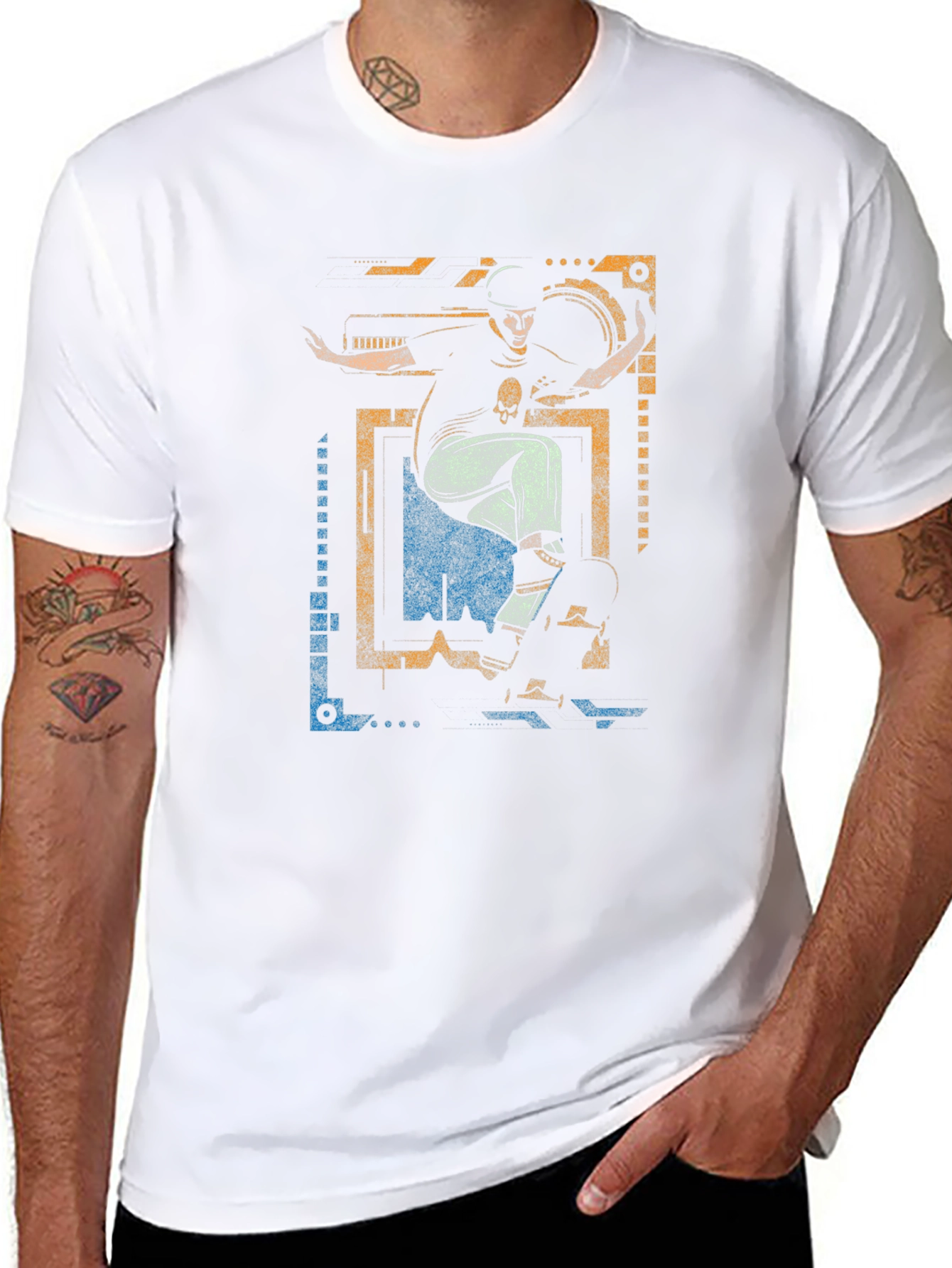Skateboarding Graphic Tee - Black Cotton T-Shirt