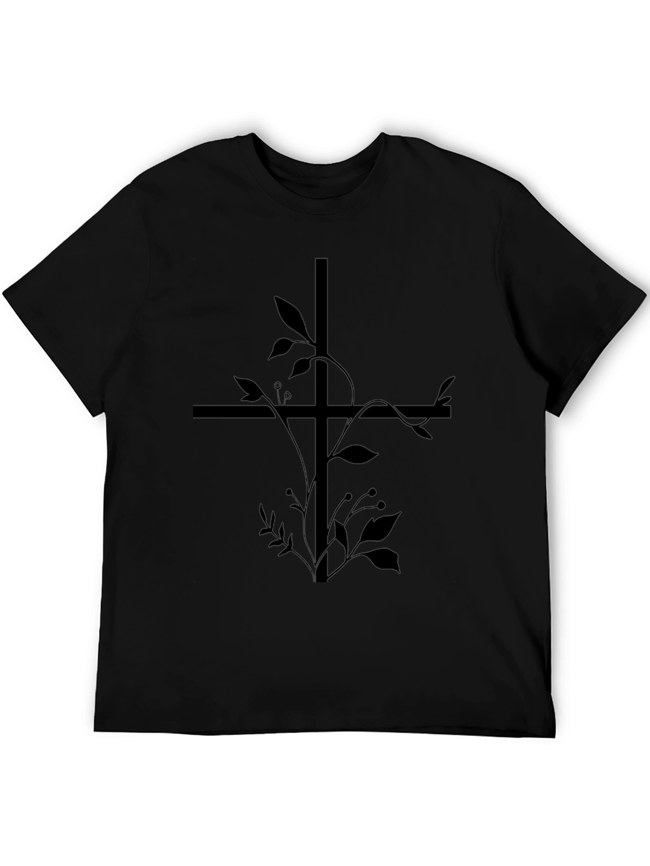 Floral Cross Graphic Tee - Black
