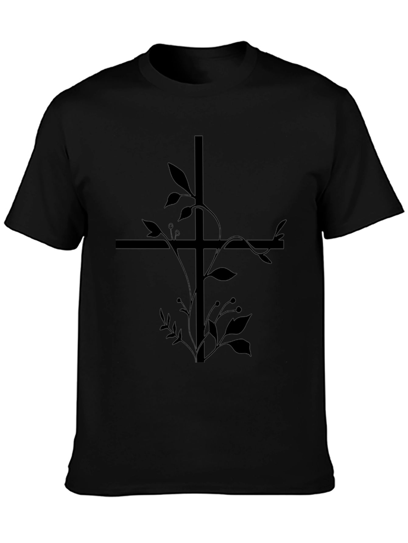 Floral Cross Graphic Tee - Black