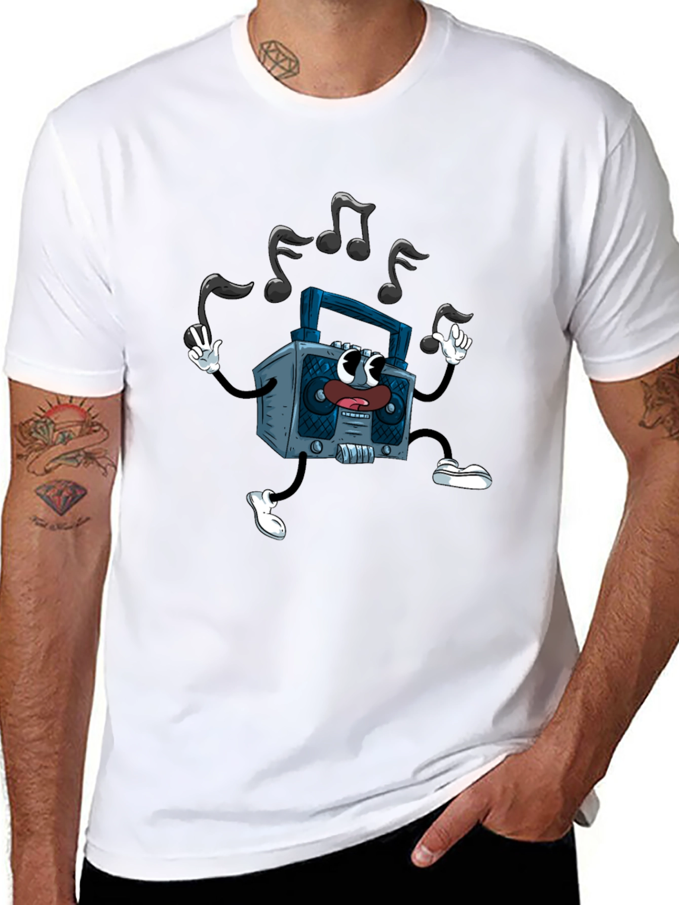 Retro Cartoon Boombox Graphic Tee