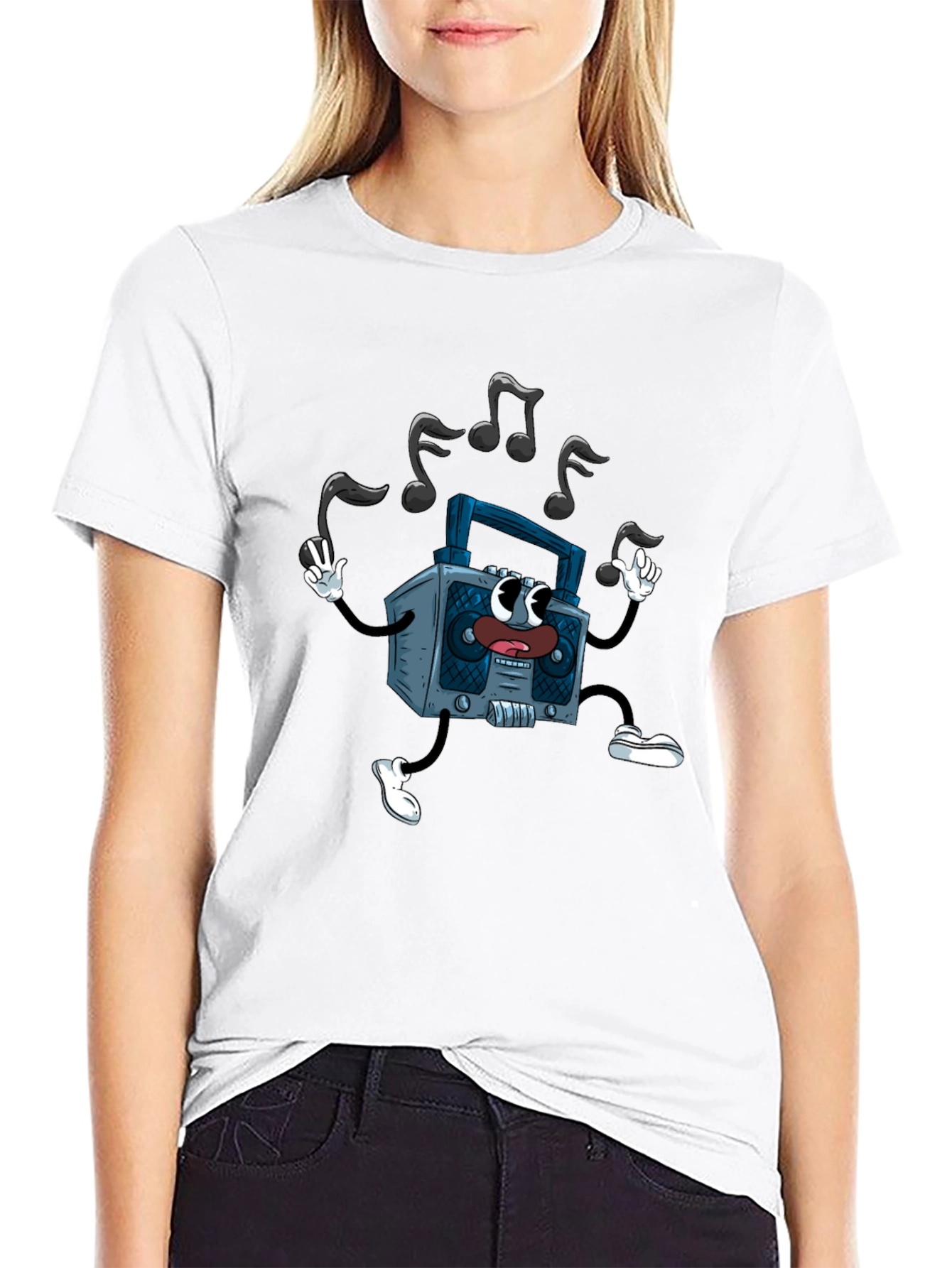 Retro Cartoon Boombox Graphic Tee