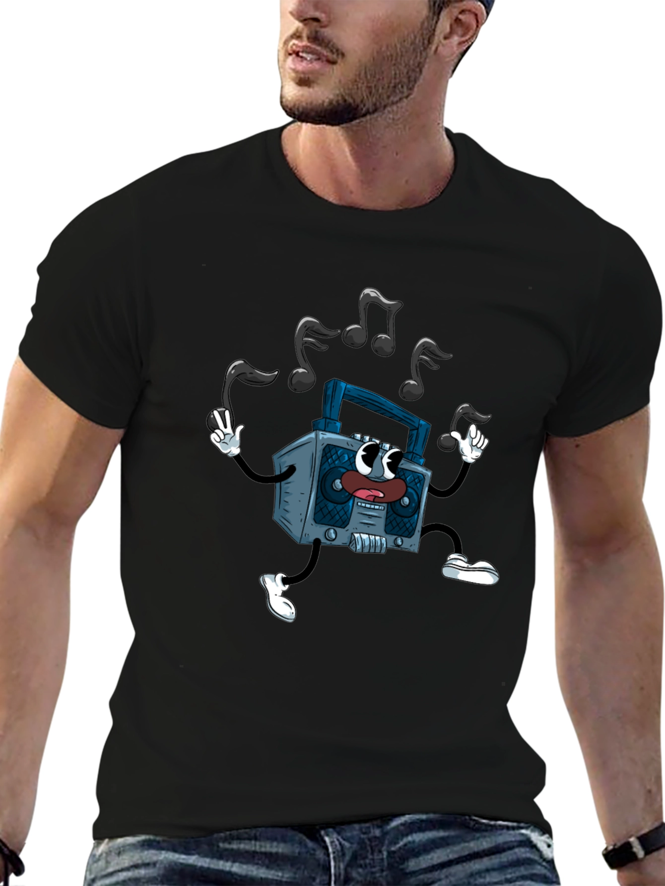 Retro Cartoon Boombox Graphic Tee