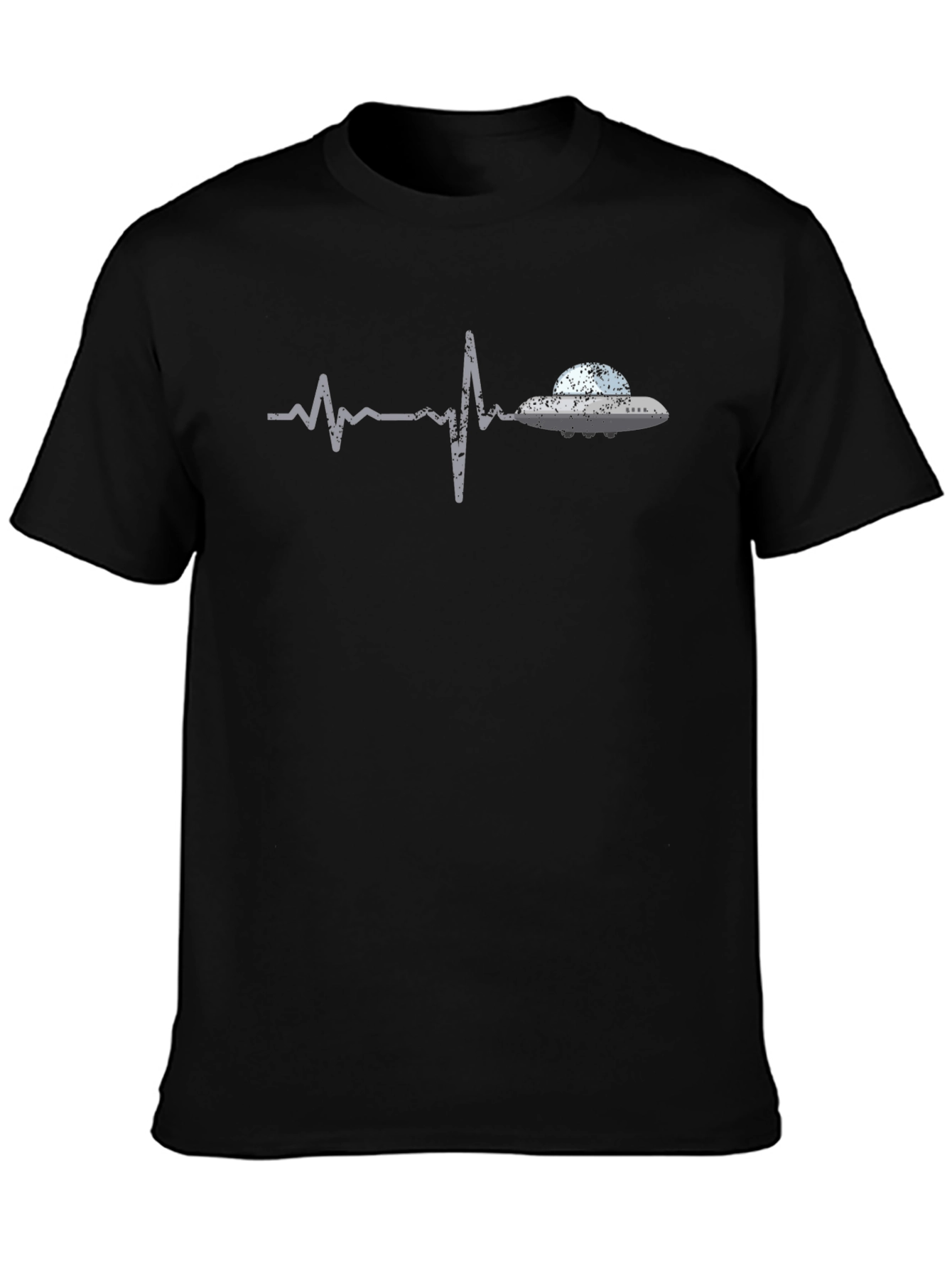 UFO Heartbeat Graphic T-Shirt - Black Cotton Tee