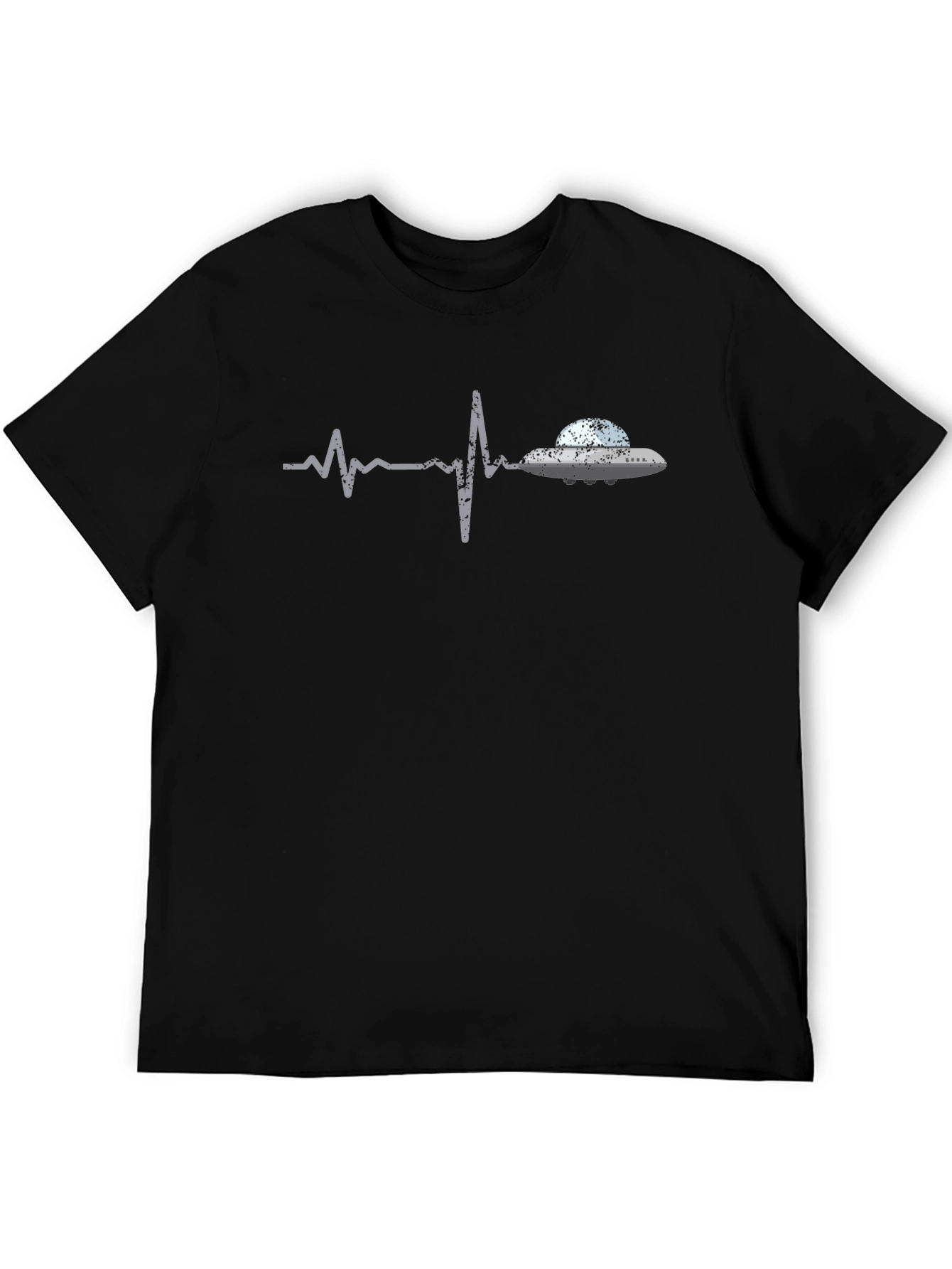 UFO Heartbeat Graphic T-Shirt - Black Cotton Tee