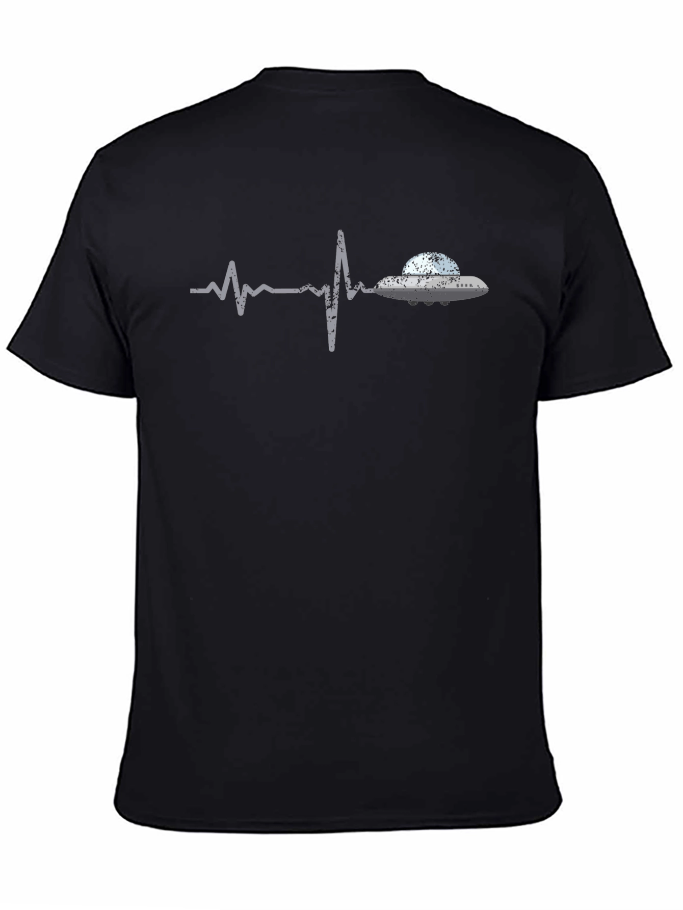 UFO Heartbeat Graphic T-Shirt - Black Cotton Tee