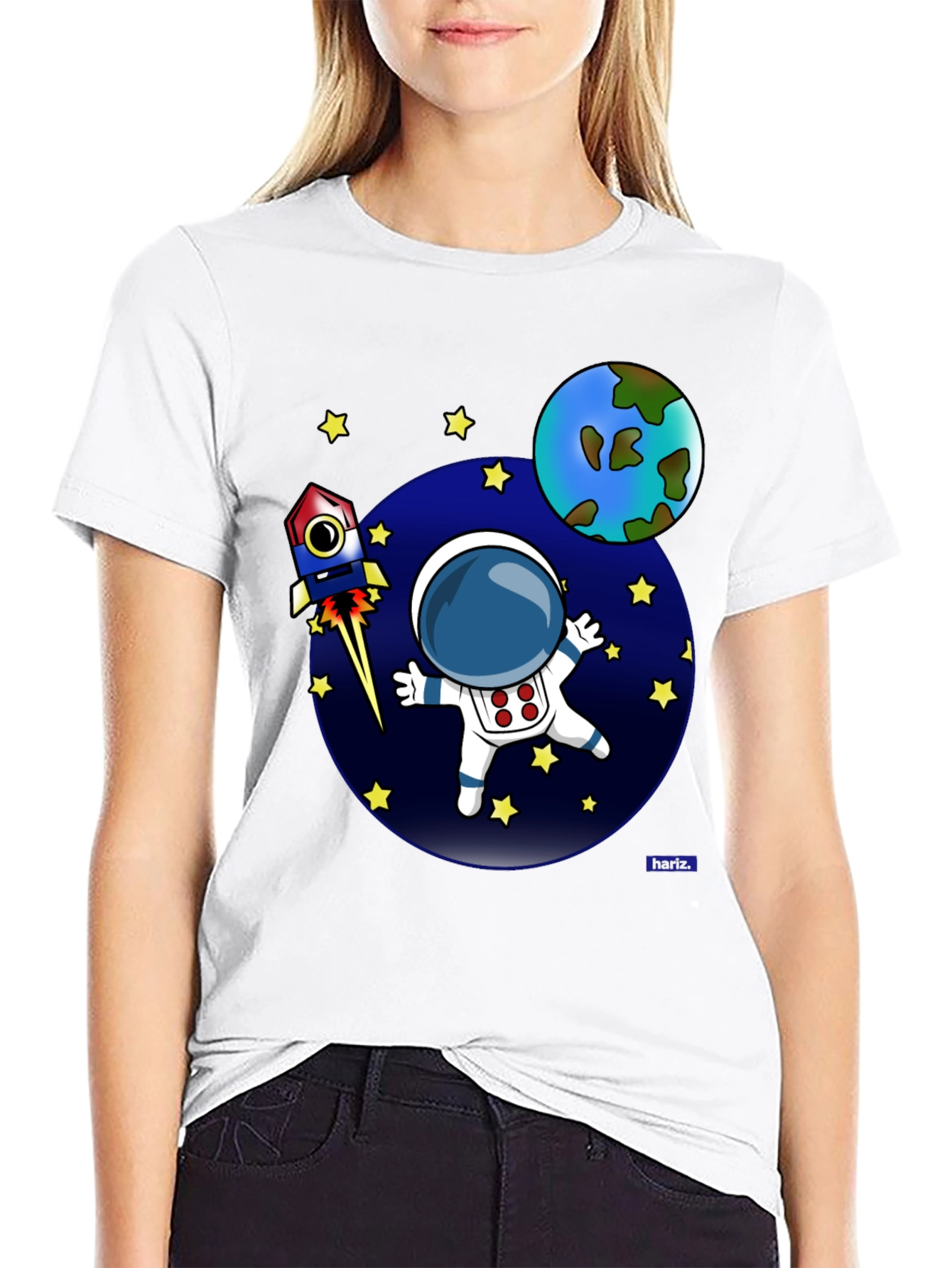 Cartoon Astronaut T-Shirt - Space Adventure Design