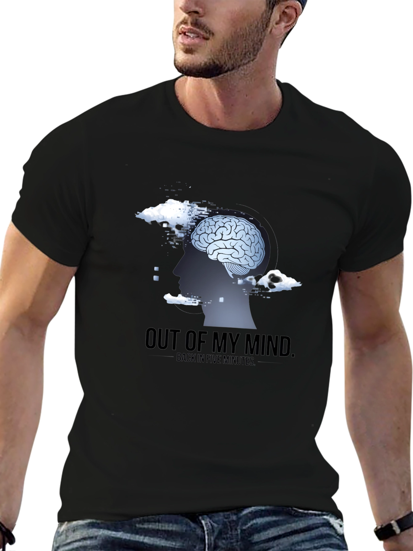 Out of My Mind Mens Black Graphic T-Shirt