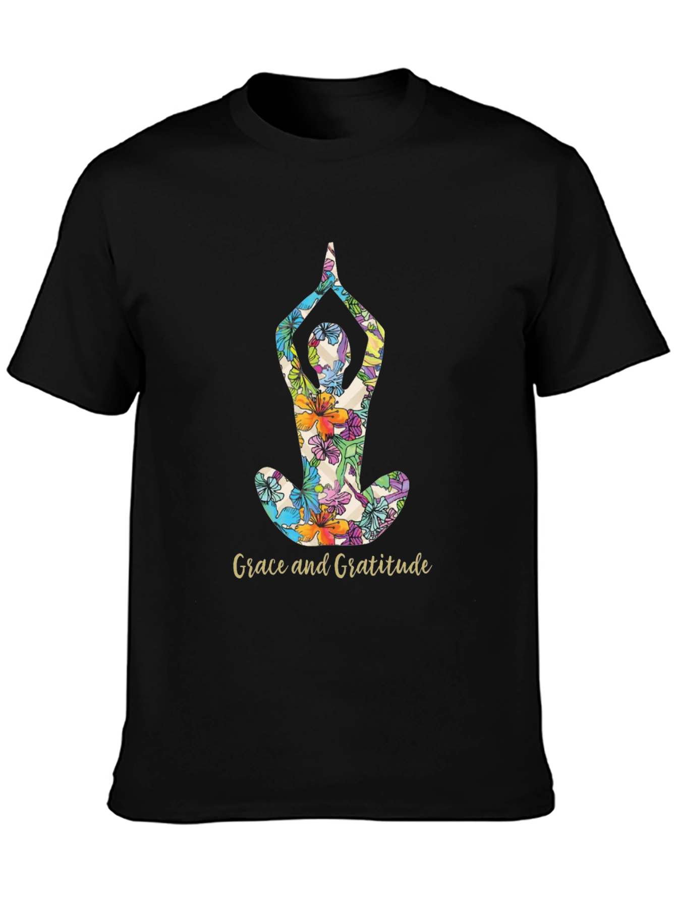Grace and Gratitude Floral Yoga T-Shirt