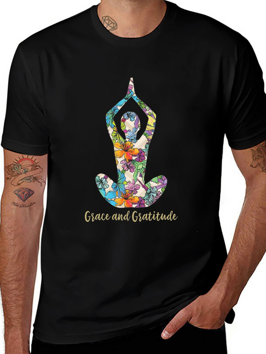 Grace and Gratitude Floral Yoga T-Shirt
