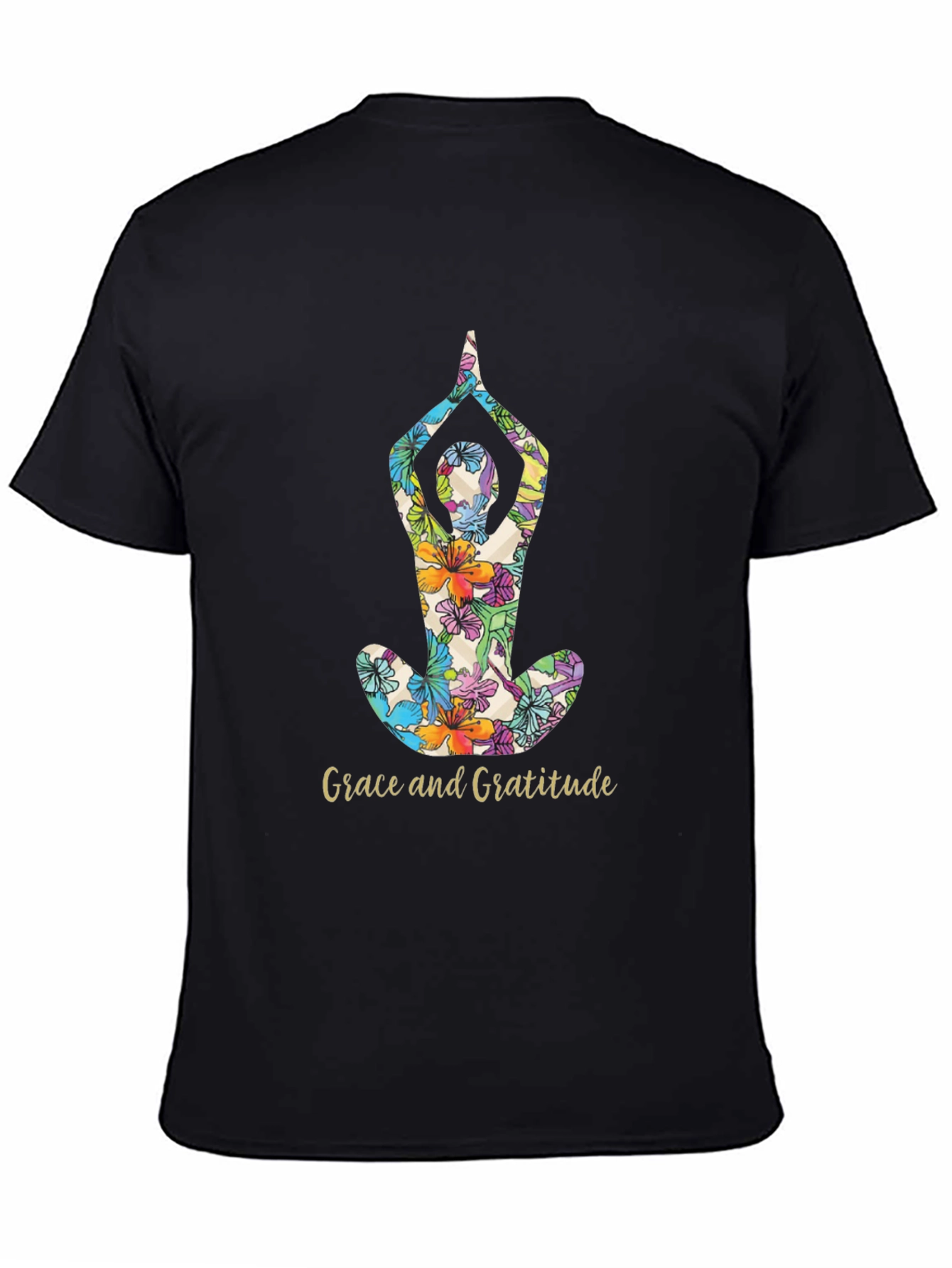 Grace and Gratitude Floral Yoga T-Shirt