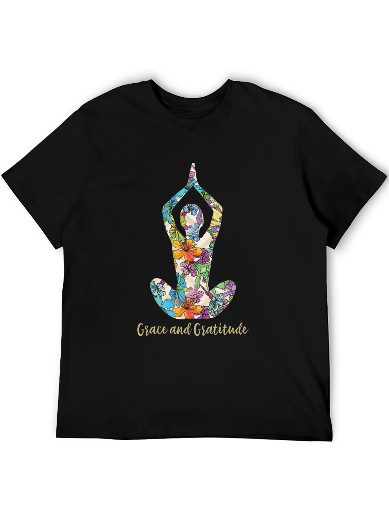 Grace and Gratitude Floral Yoga T-Shirt
